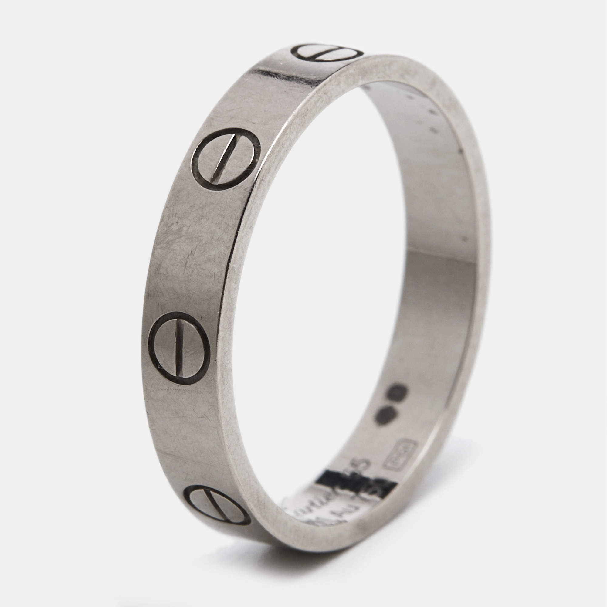 Pre Owned Cartier Love 18k White Gold Wedding Band Ring Size 55