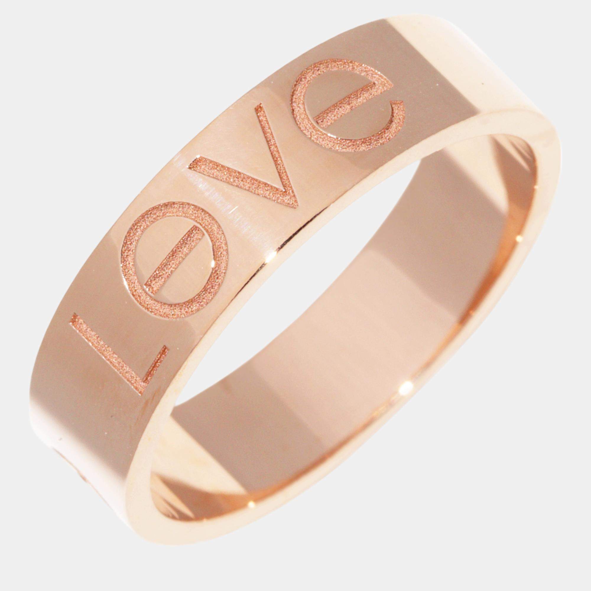 Cartier 18K Rose Gold Love Band Ring EU 60