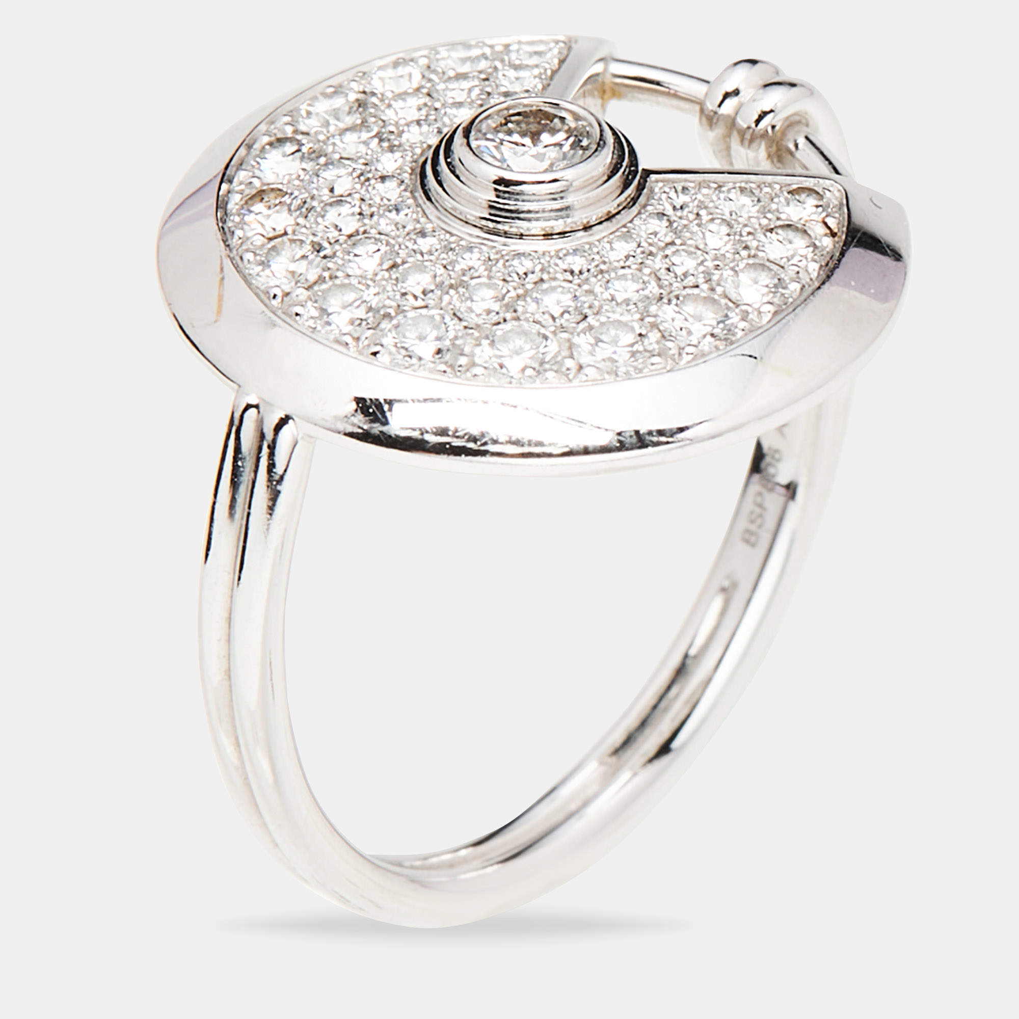 Pre Owned Cartier Amulette de Cartier Diamond 18K White Gold SM Ring