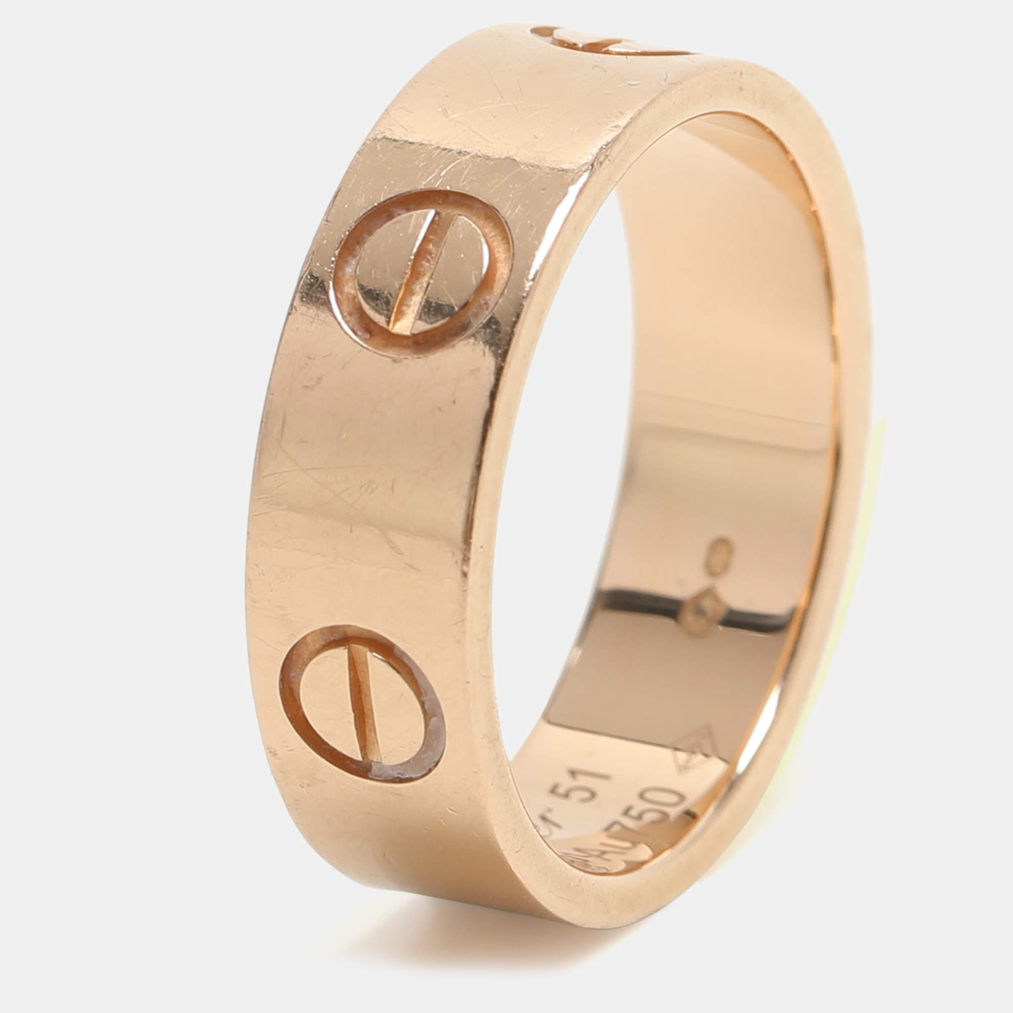 Cartier Love 18K Rose Gold Narrow Wedding Band Ring Size 51
