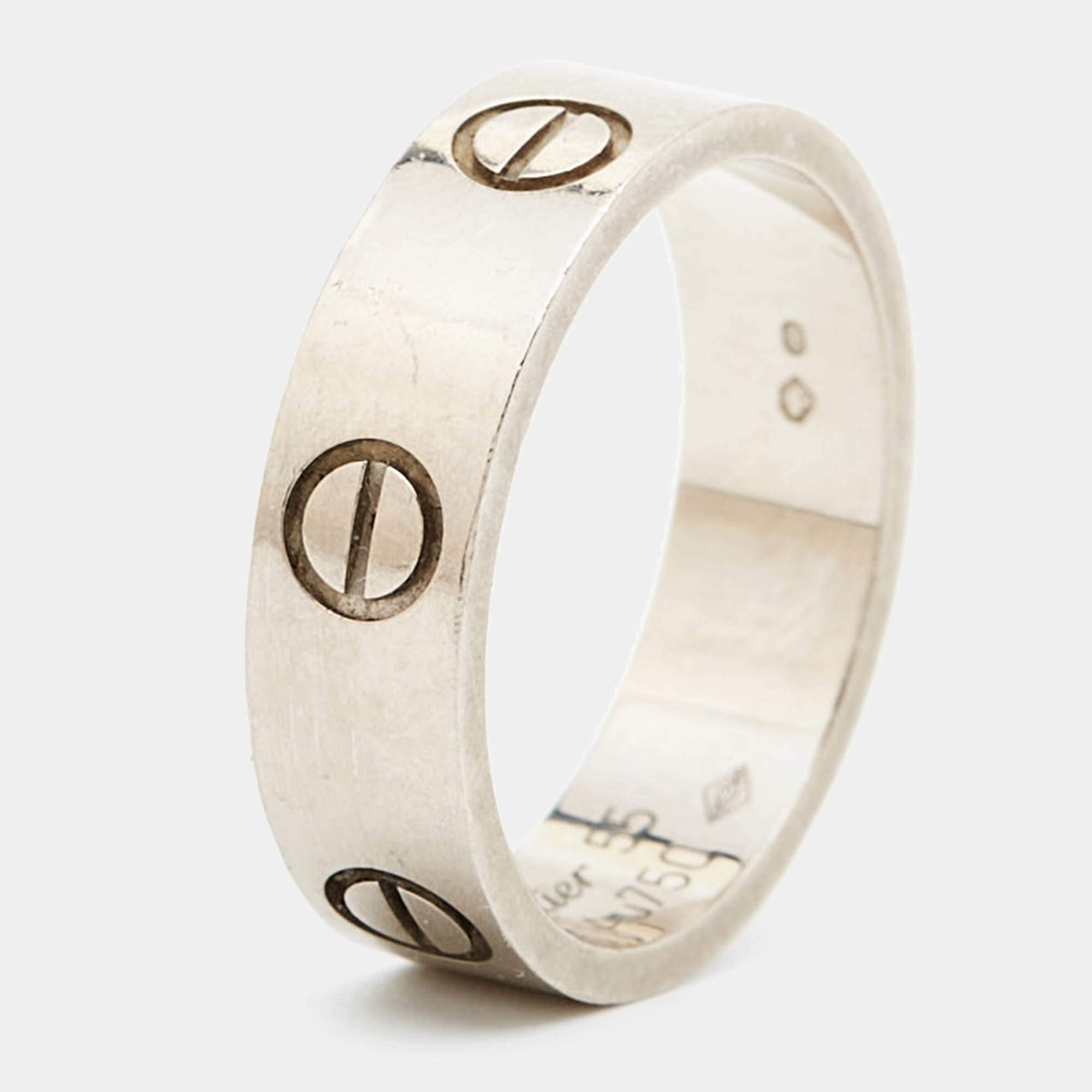 Pre Owned Cartier Love 18k White Gold Ring Size 55