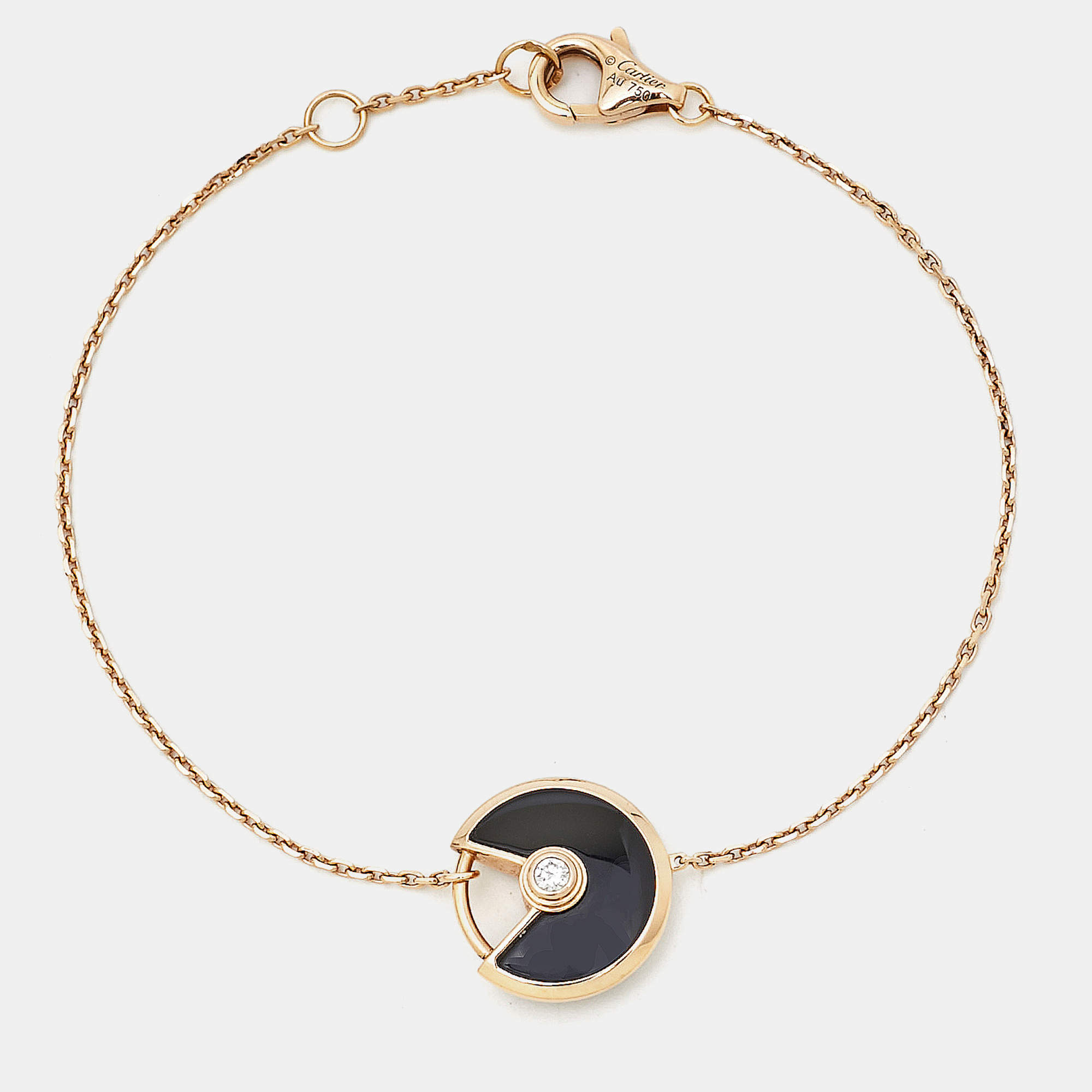 Cartier Amulette De Cartier Onyx Diamond 18K Rose Gold XS Model Bracelet