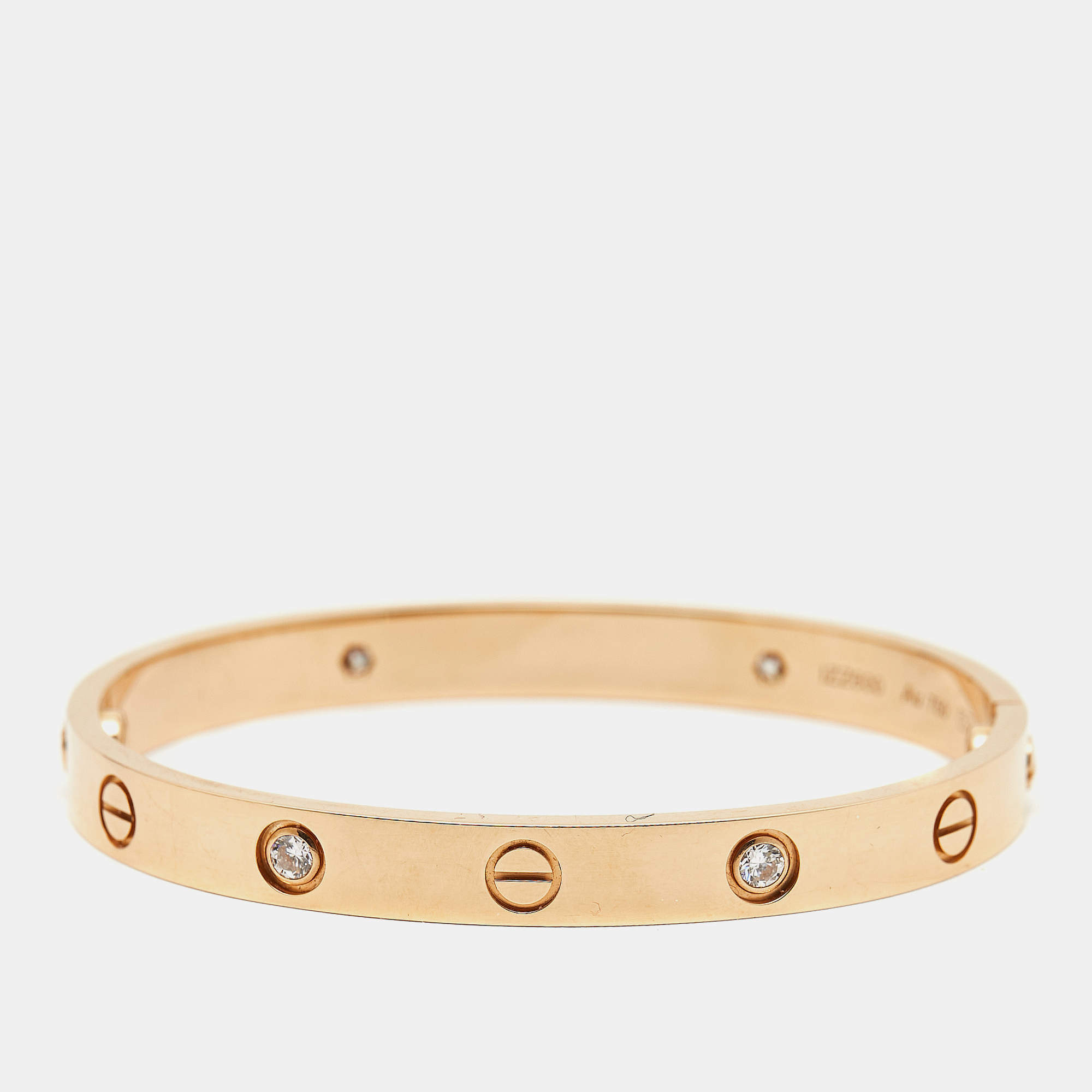 Cartier Love 4 Diamonds 18k Rose Gold Bracelet 16