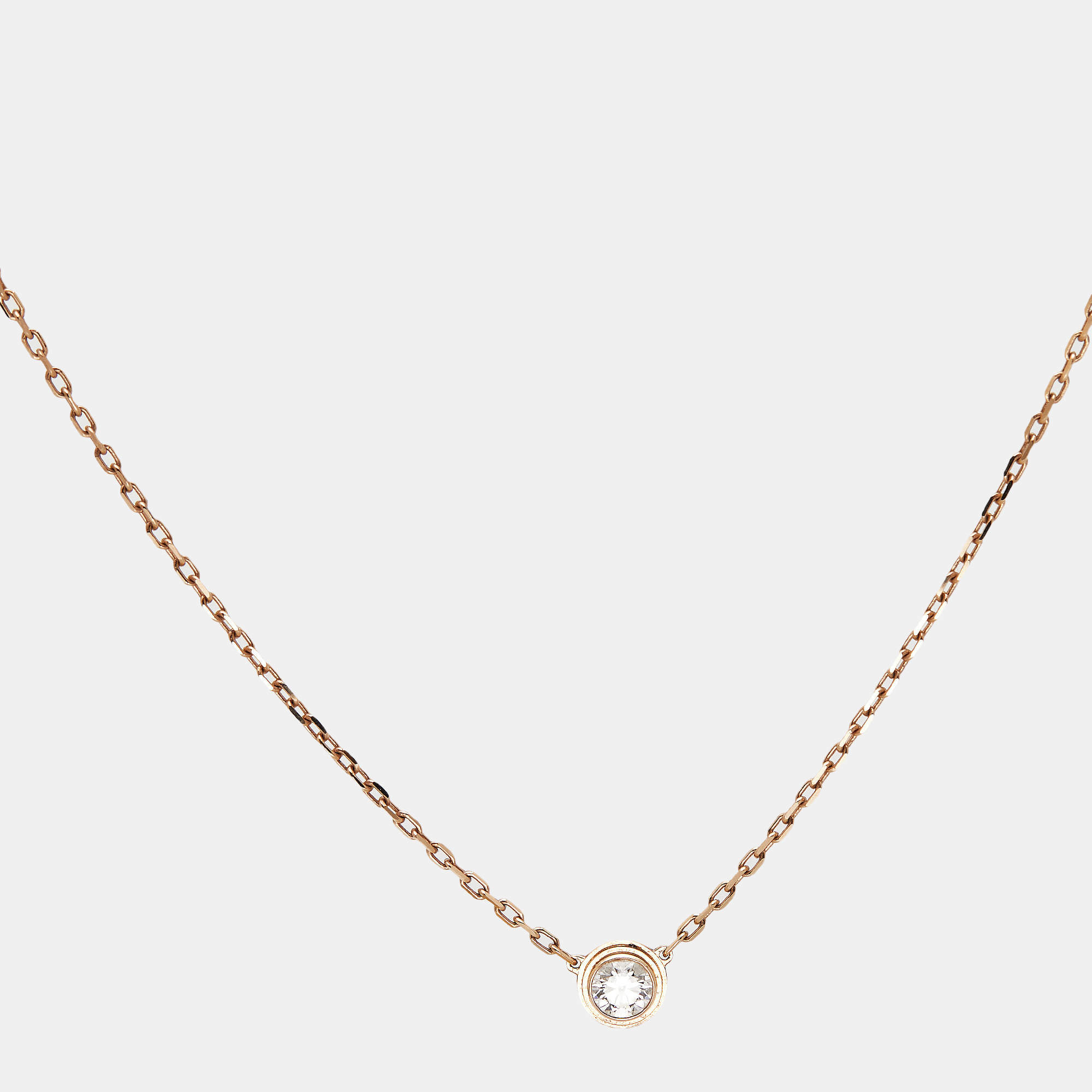 Pre Owned Cartier D'Amour Diamond 18k Rose Gold Large Model Chain Necklace
