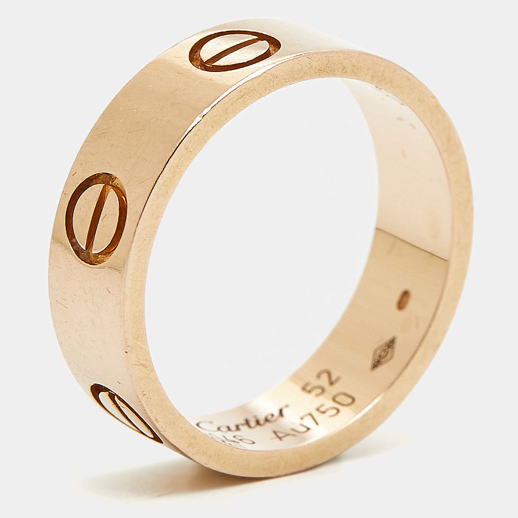 Cartier Love 18K Rose Gold Band Ring Size 52
