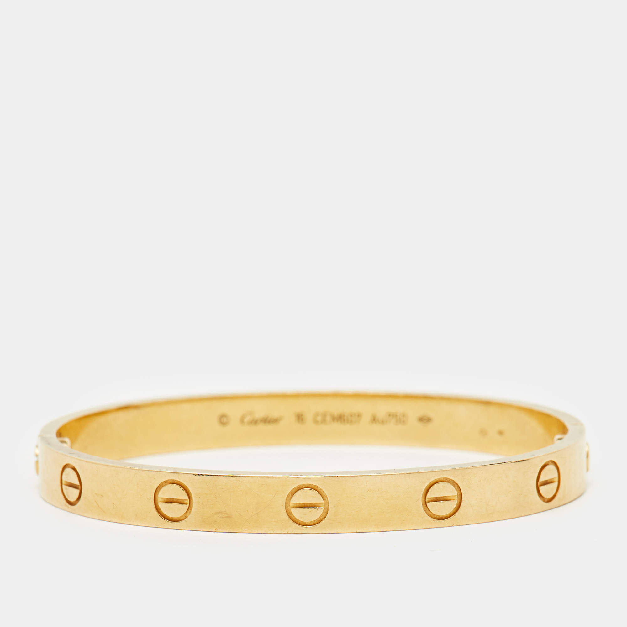 Pre Owned Cartier Love 18k Yellow Gold Bracelet 16