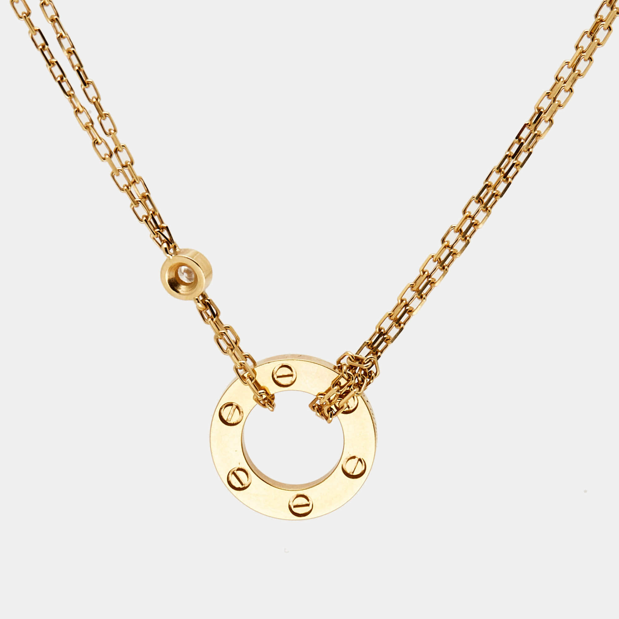 Pre Owned Cartier Love Diamonds 18k Yellow Gold Necklace