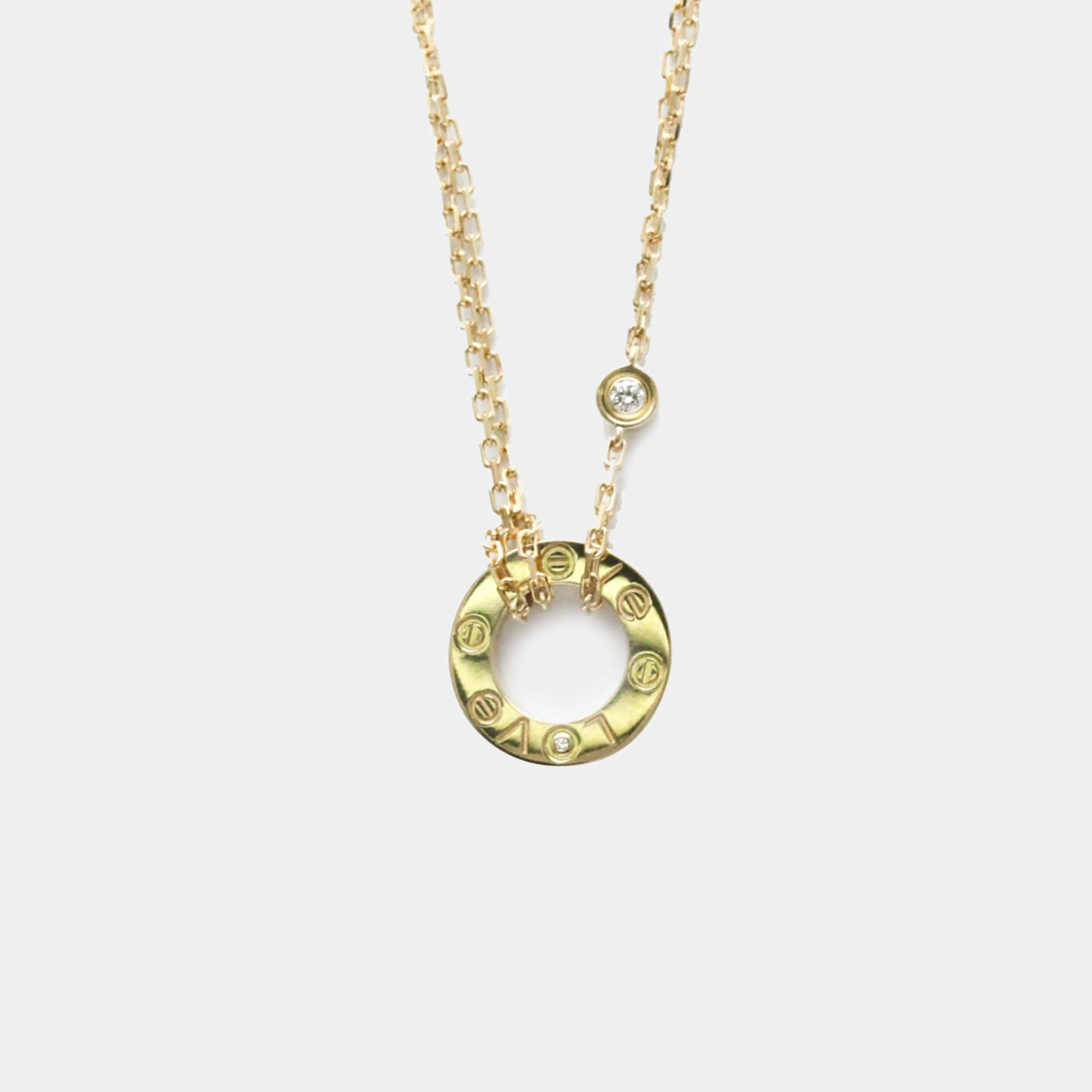 Pre Owned Cartier 18K Yellow Gold and Diamond Love Pendant Necklace