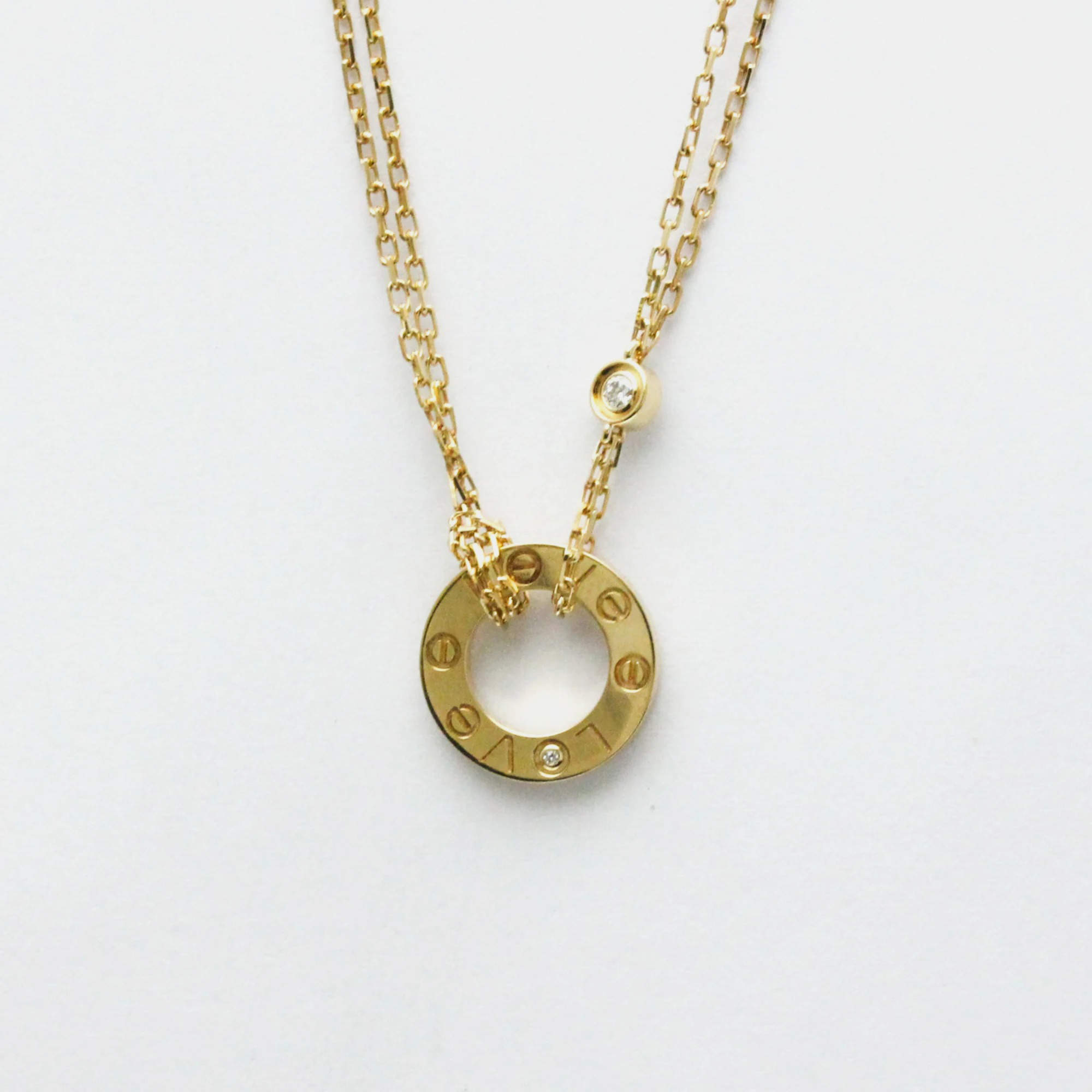 Pre Owned Cartier 18K Yellow Gold and Diamond Love Pendant Necklace