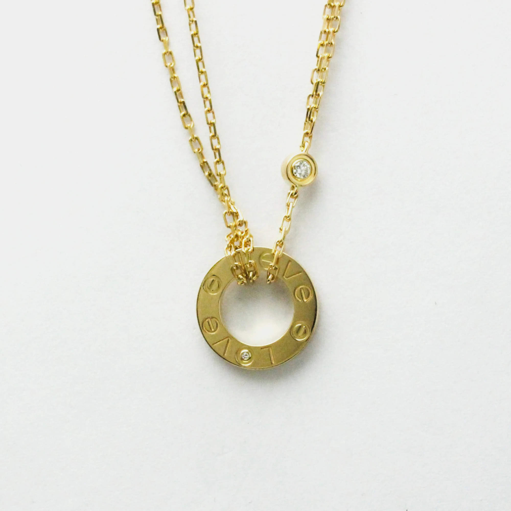 Pre Owned Cartier 18K Yellow Gold and Diamond Love Pendant Necklace