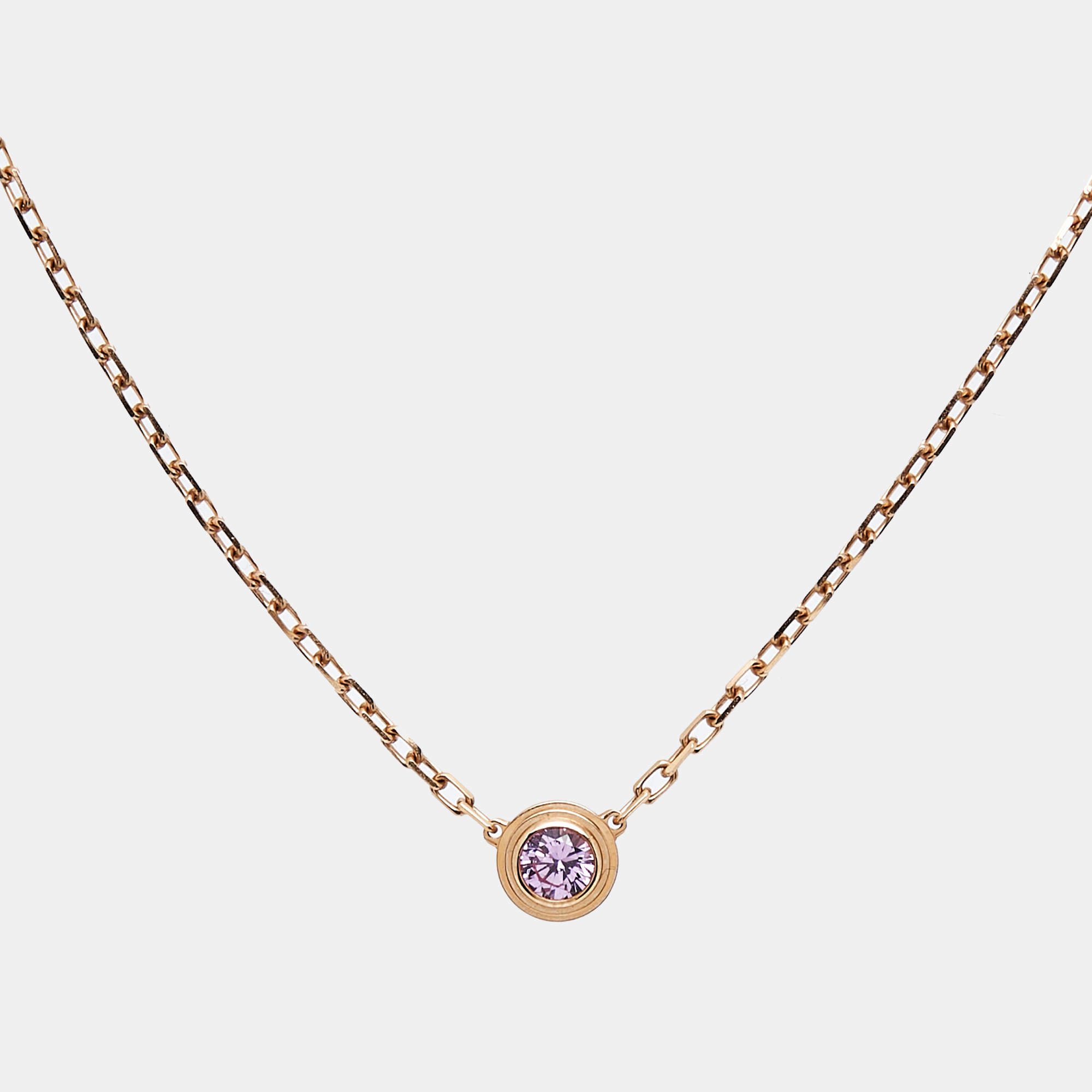 Pre Owned Cartier  d'Amour Pink Sapphire 18k Rose Gold Necklace