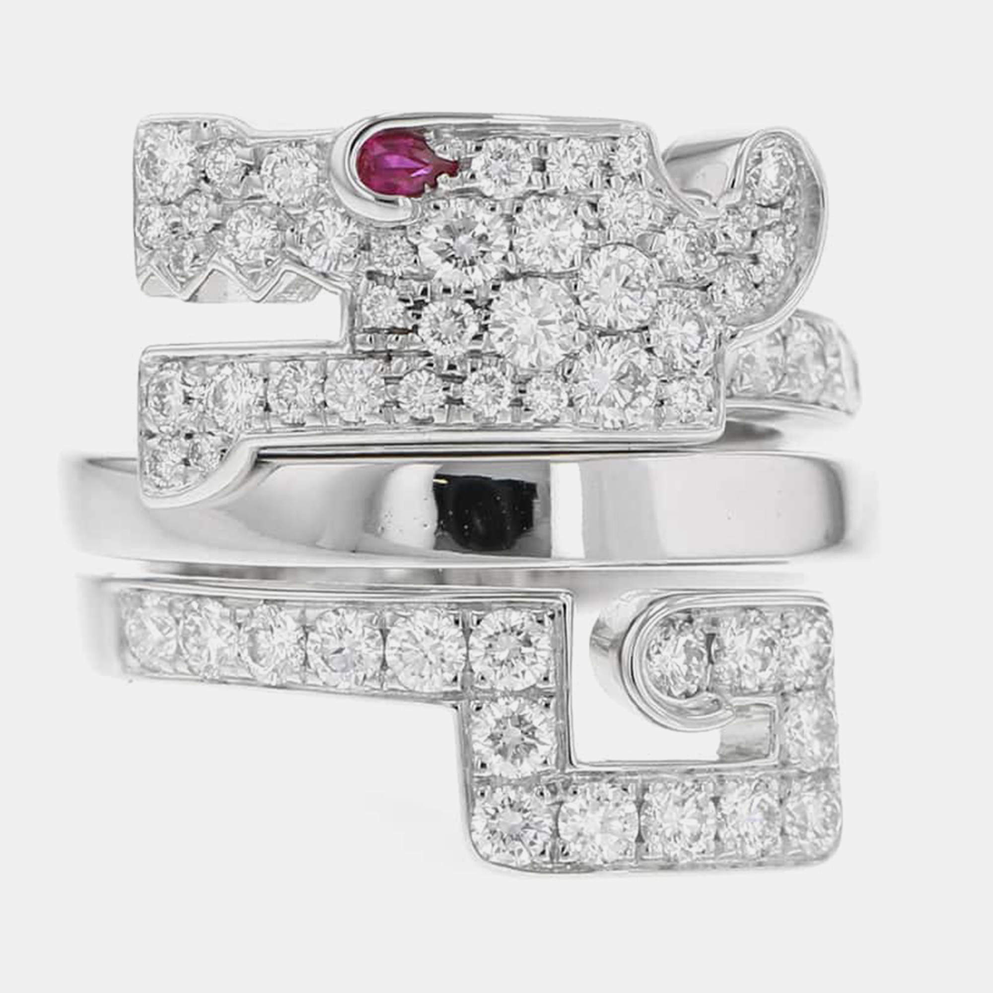 Pre Owned Cartier 18K White Gold Le Beze du Dragon Ring EU 51