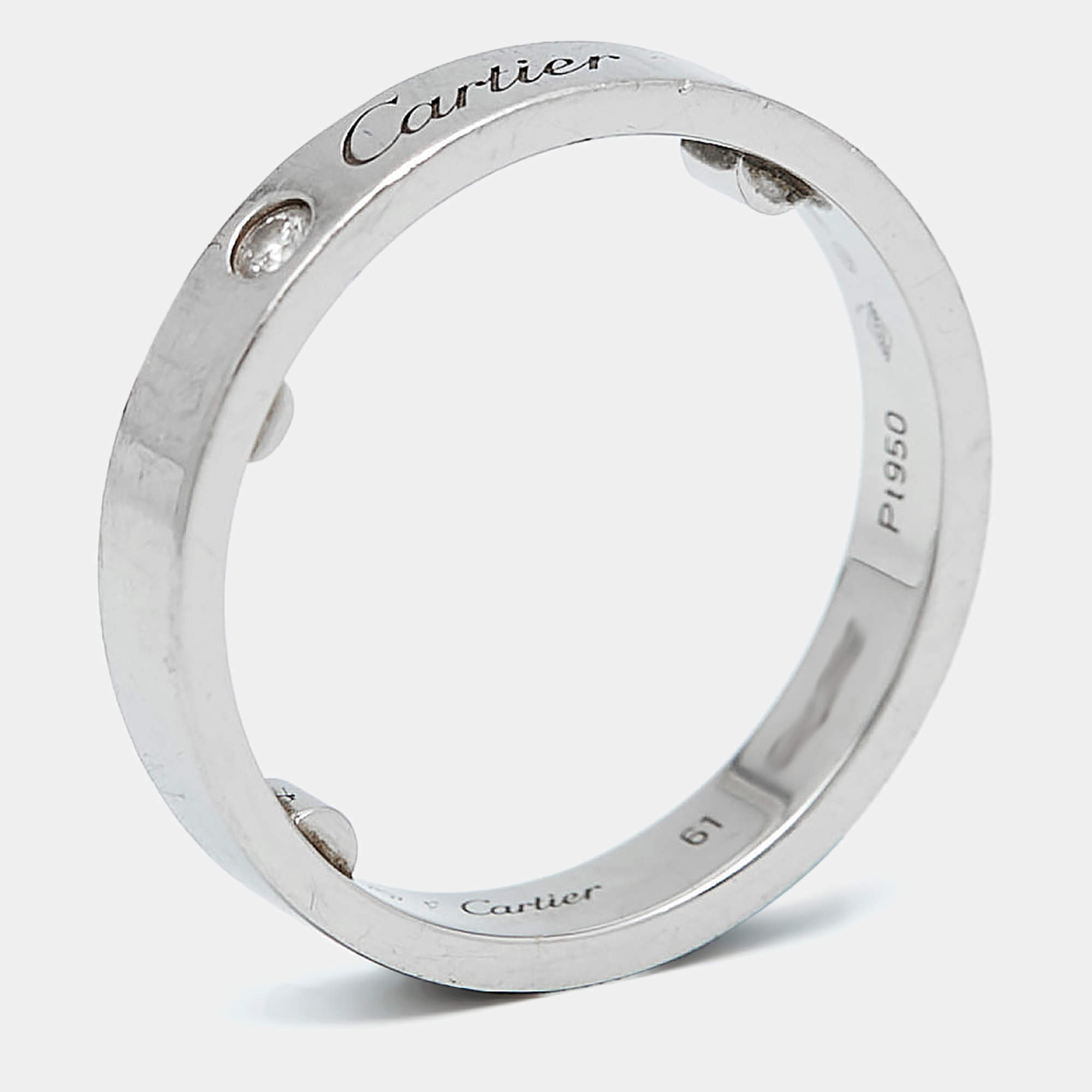 Cartier C De Cartier Diamond Platinum Ring Size 56