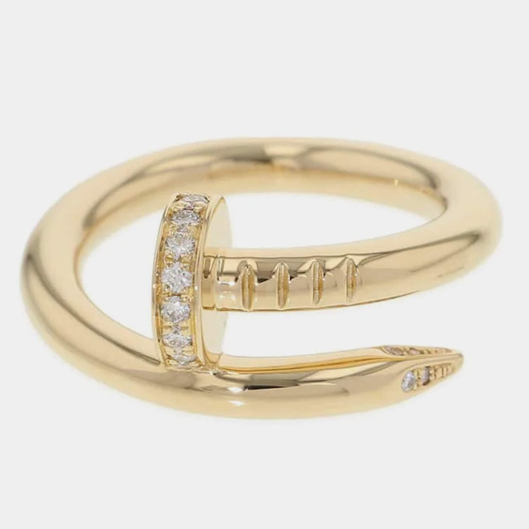 Cartier 18K Yellow Gold and Diamond Juste Un Clou Ring EU 49