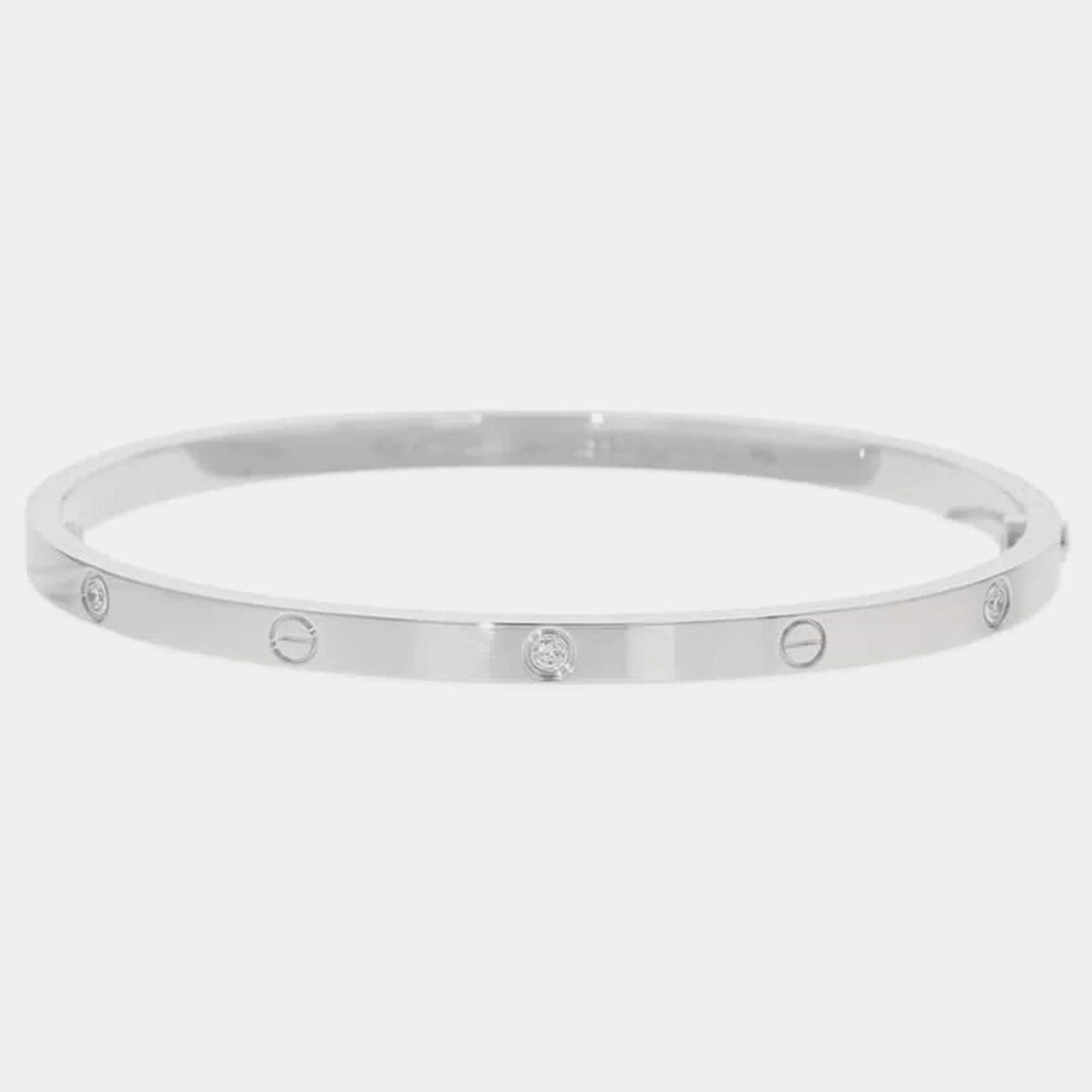 Cartier 18K White Gold and Diamond Love Bangle Bracelet 