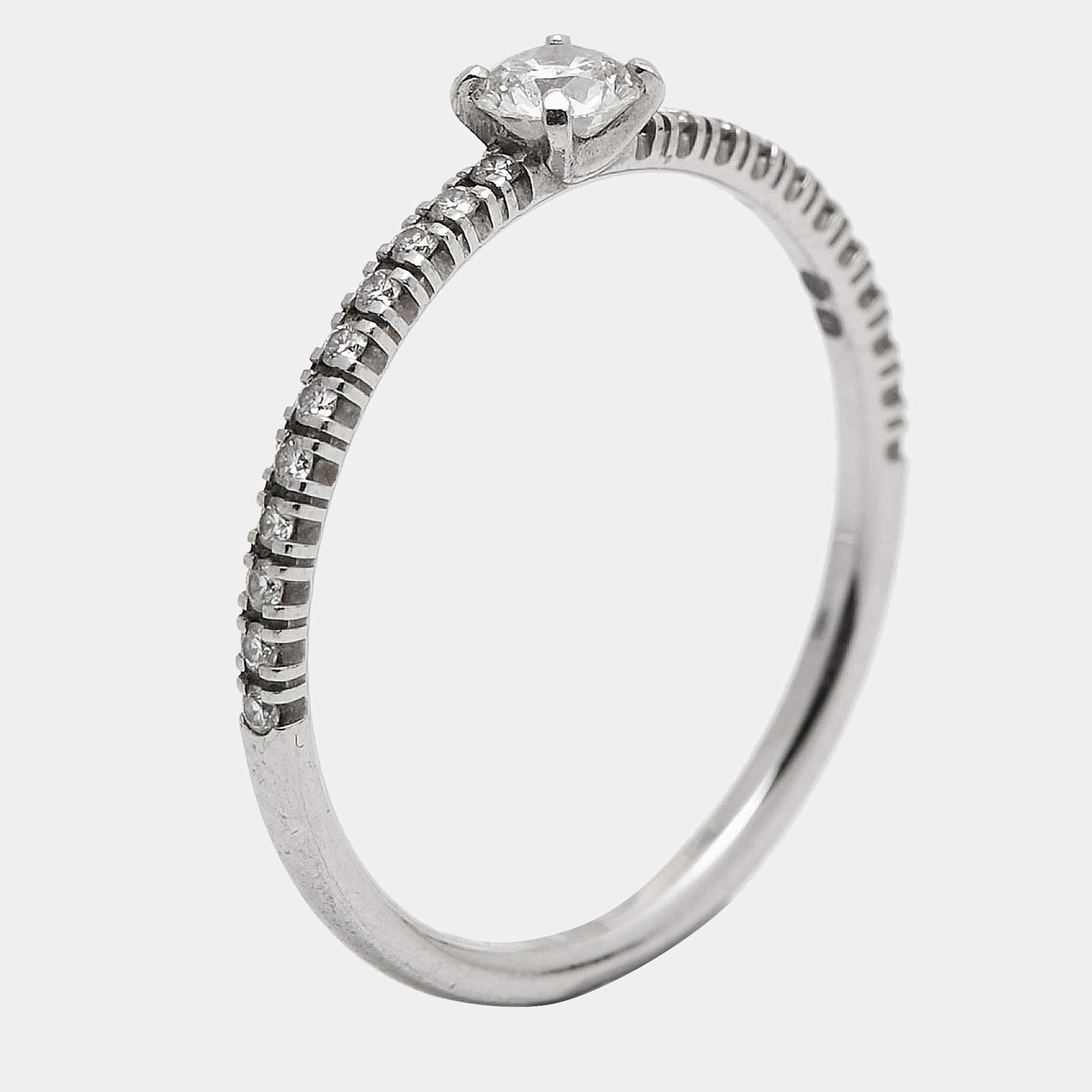 Pre Owned Cartier Etincelle de Cartier Diamonds Platinum Ring Size 54