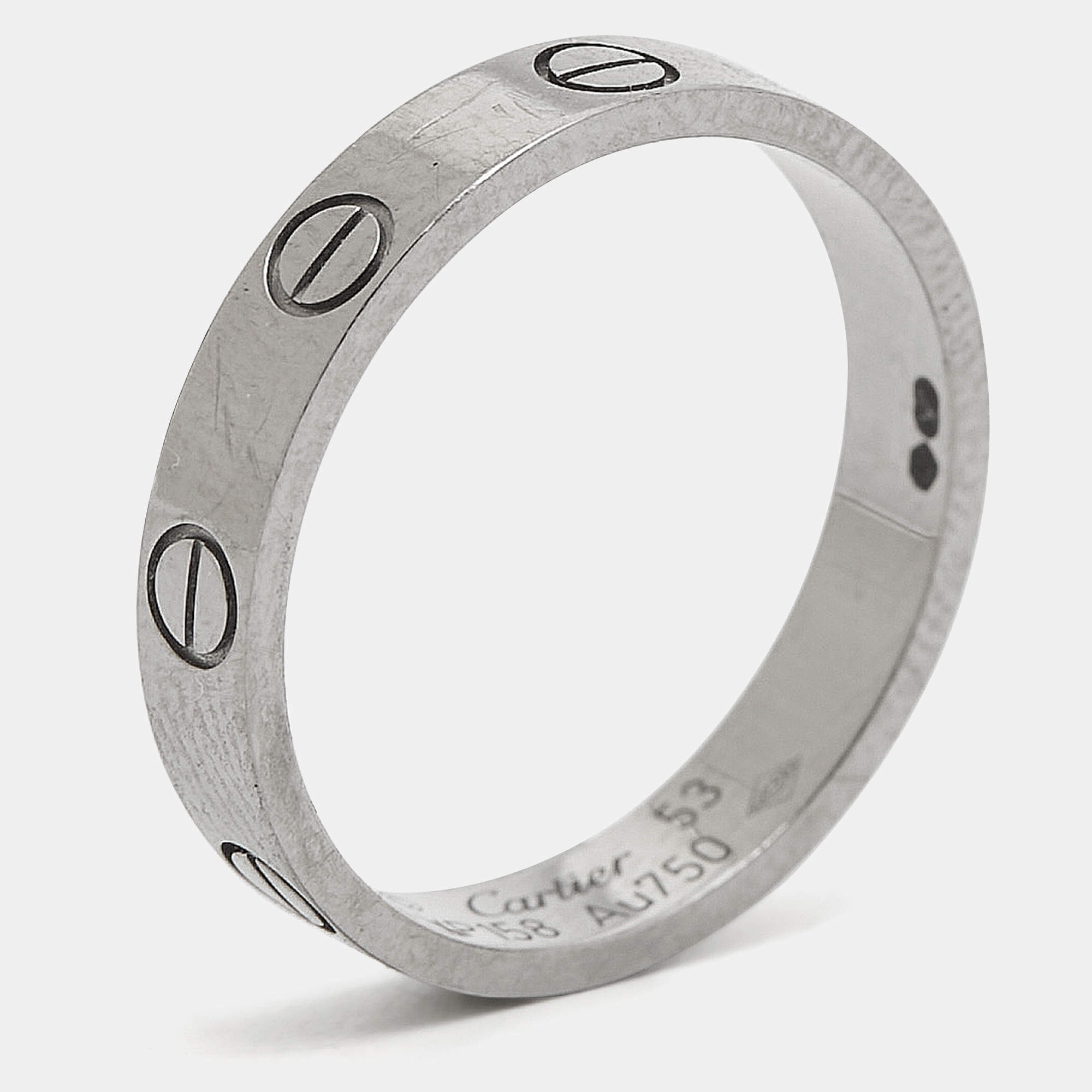 Cartier Love 18k White Gold Wedding Band Ring Size 53
