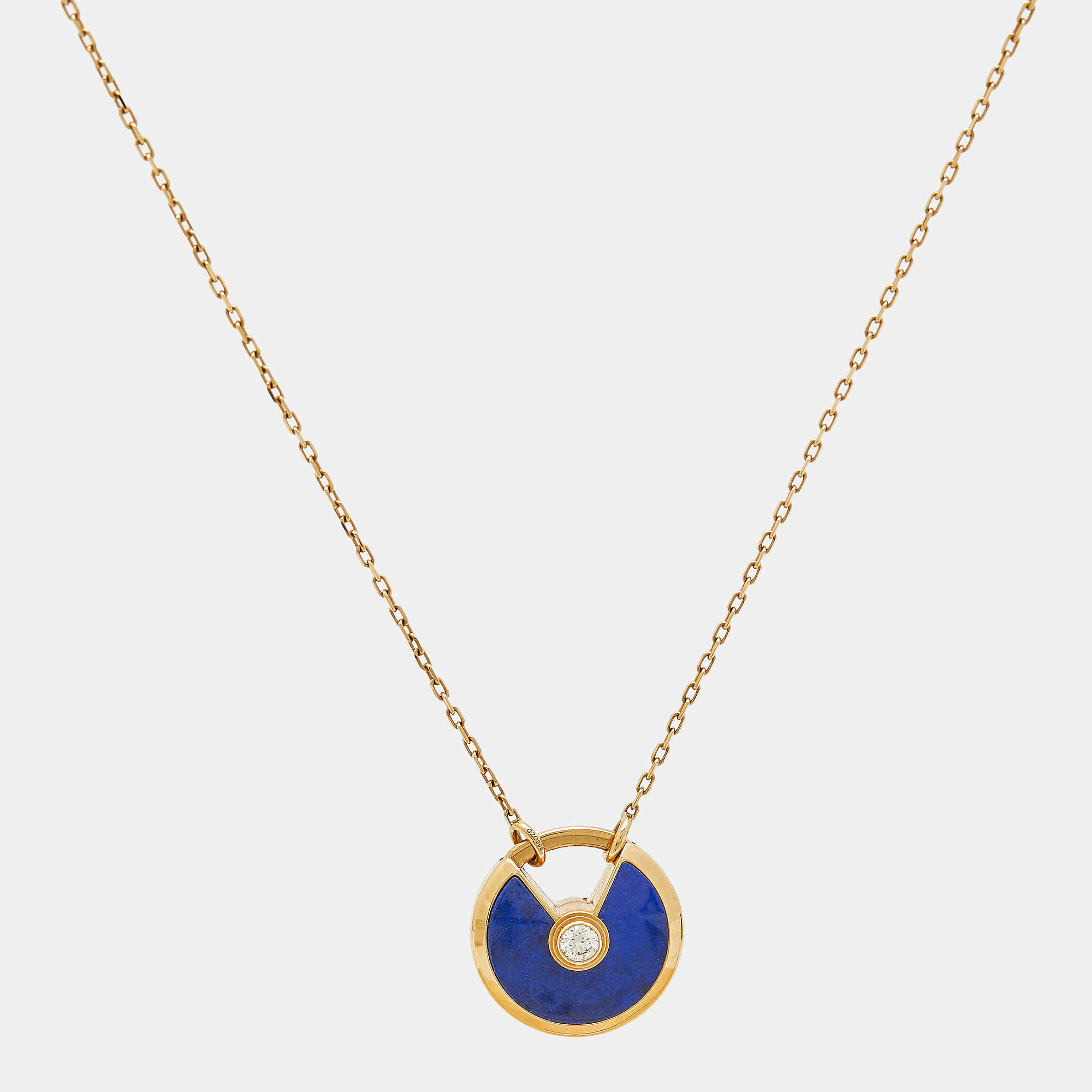 Cartier Amulette De Cartier Lapis Lazuli Diamond 18k Yellow Gold Small Model Necklace