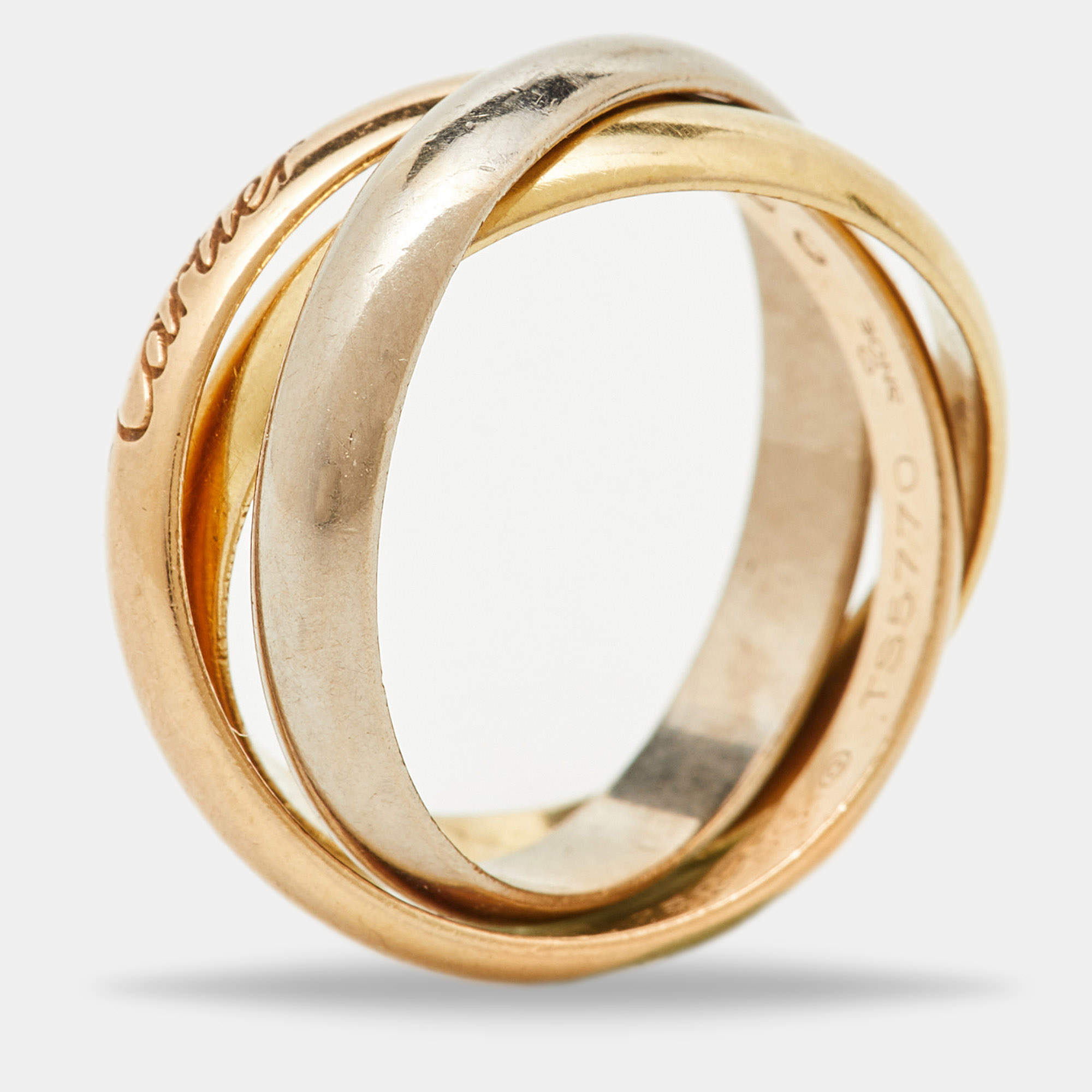 Pre Owned Cartier Trinity 18k Three Tone Gold Ring Size 53