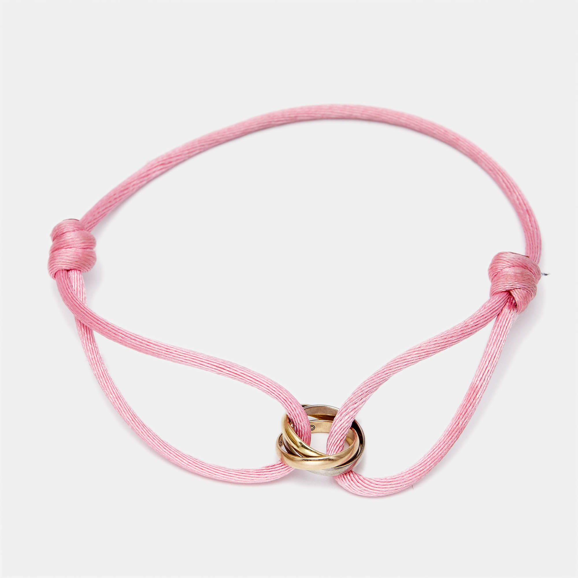 Pre Owned Cartier Trinity 18k Three Tone Gold Adjustable Cord Bracelet