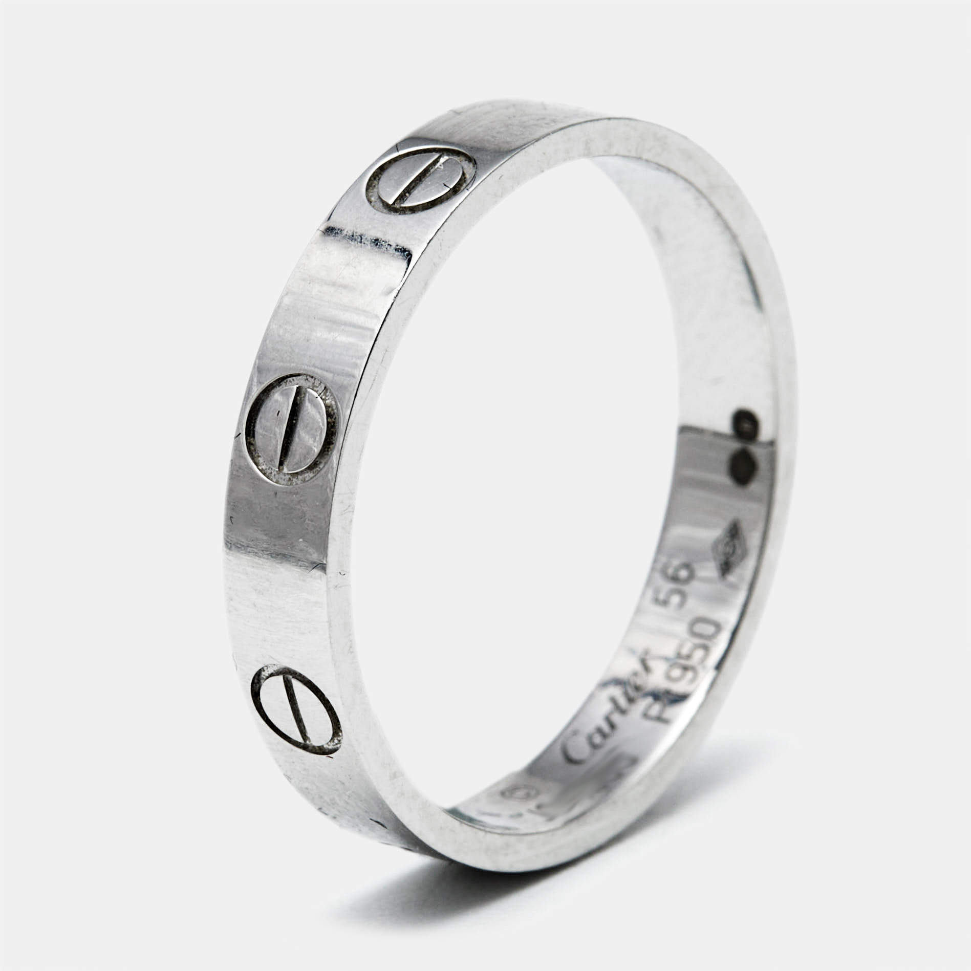 Cartier Love Platinum Small Model Wedding Band Ring Size 56