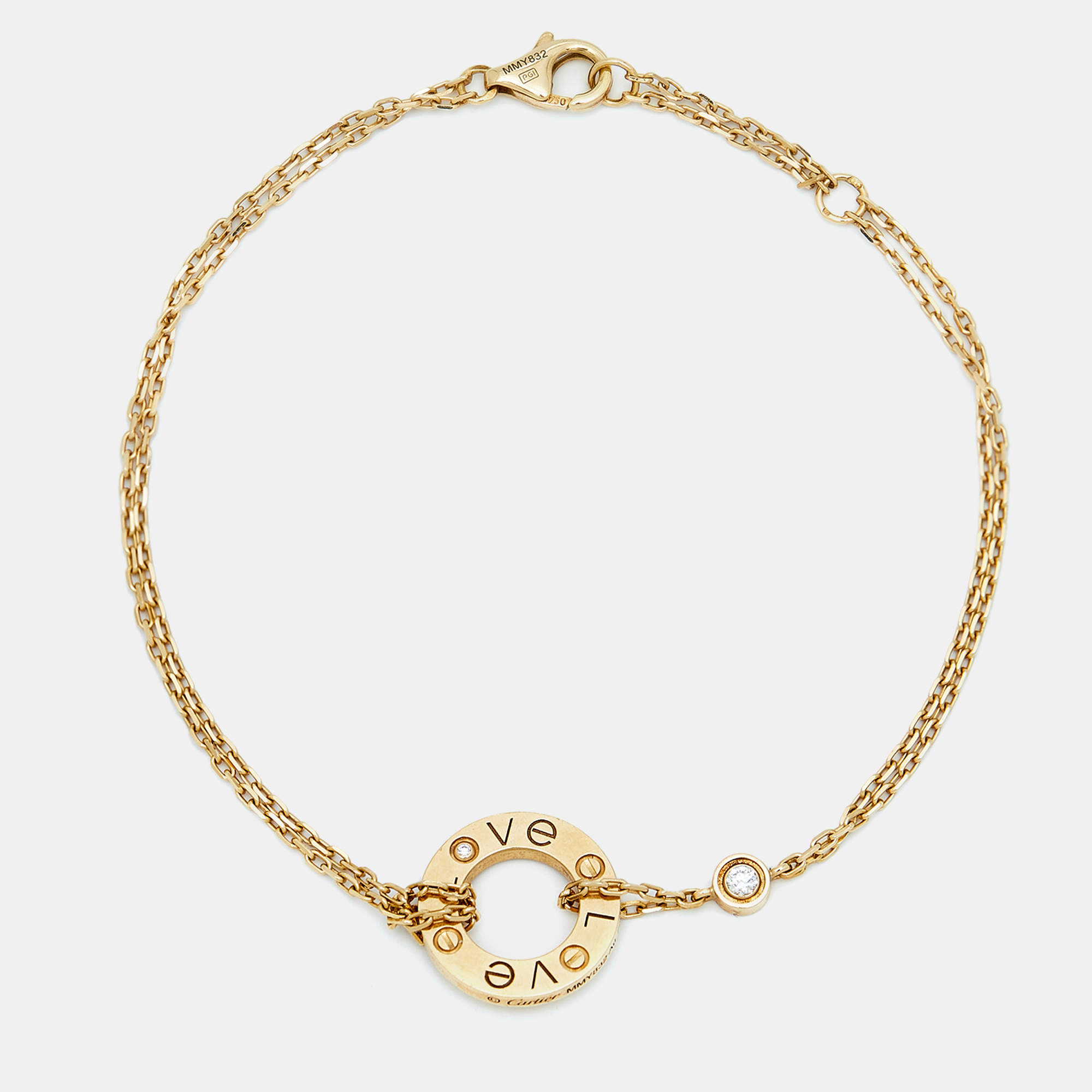 Pre Owned Cartier Love Diamond 18k Yellow Gold Bracelet