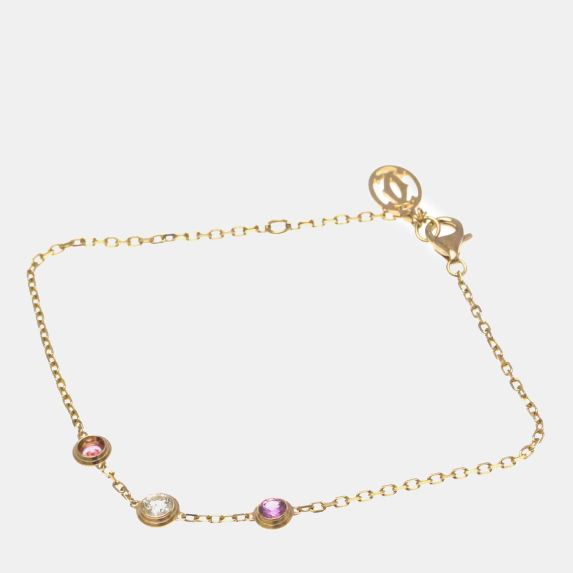 Pre Owned Cartier 18K Rose Gold, Sapphire and Diamond d'Amour Chain Bracelet