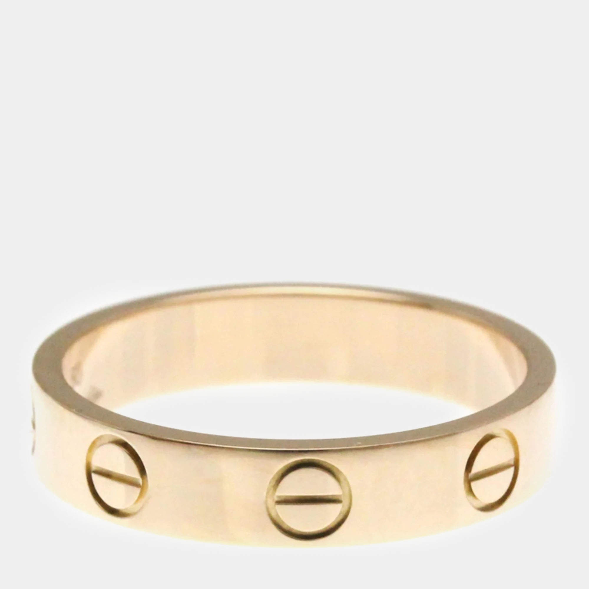 Pre Owned Cartier 18K Rose Gold Love Band Ring EU 50