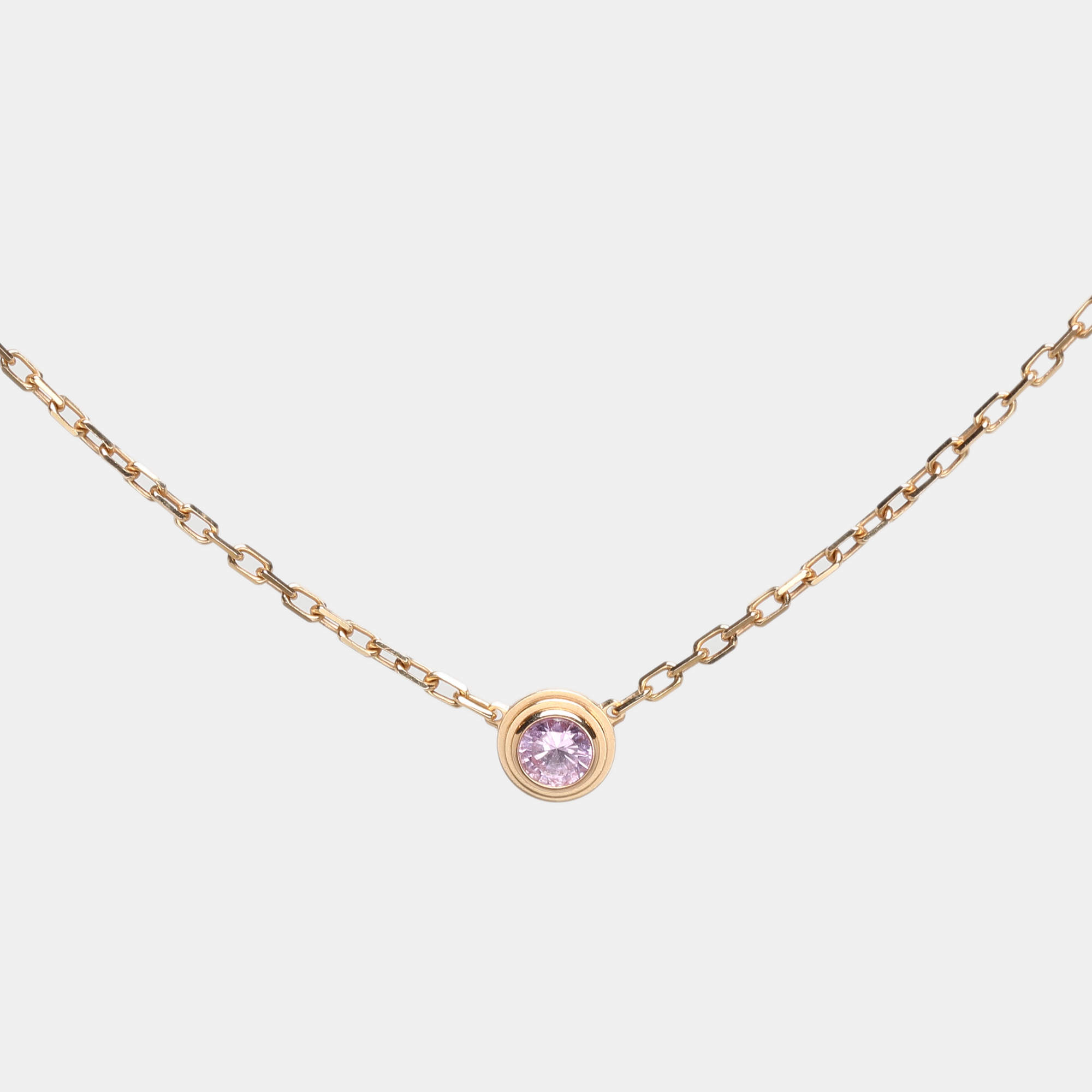 Pre Owned Cartier d'Amour Pink Sapphire 18k Rose Gold Necklace