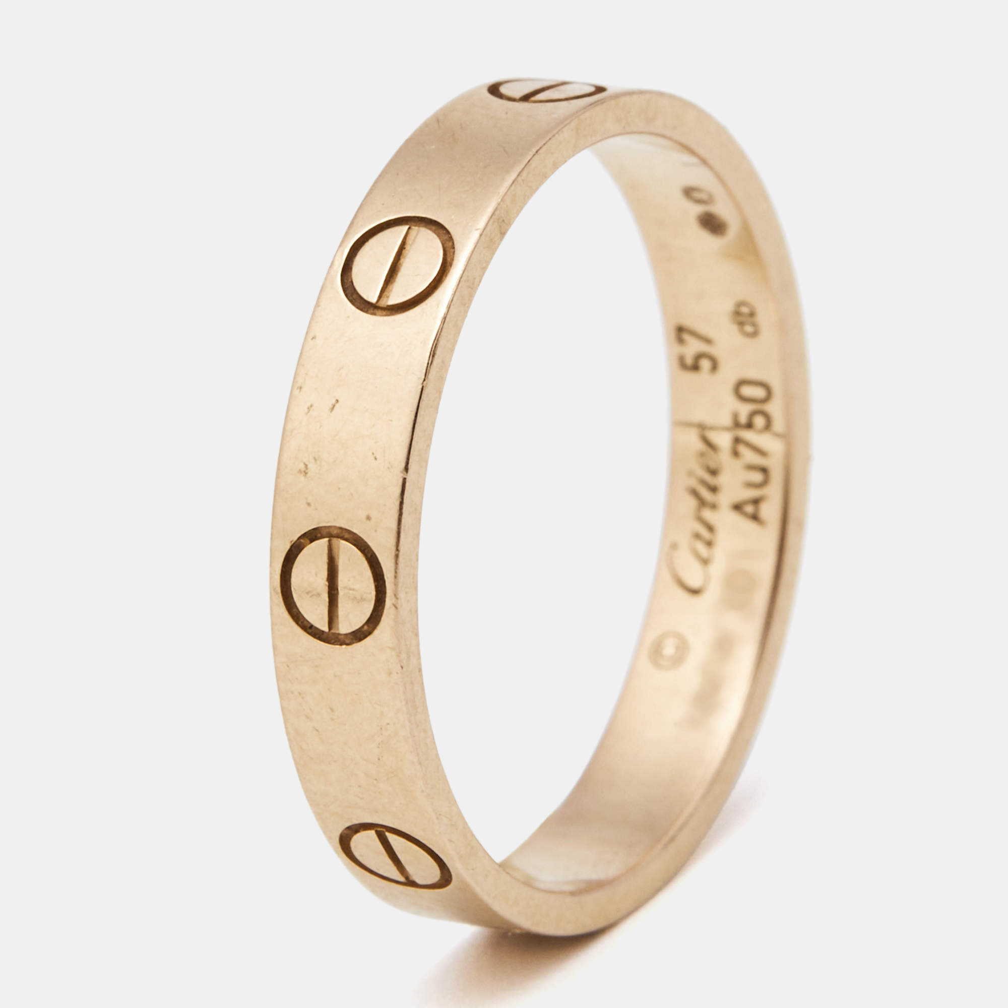 Pre Owned Cartier Love 18k Rose Gold Small Model Wedding Band Ring Size 57