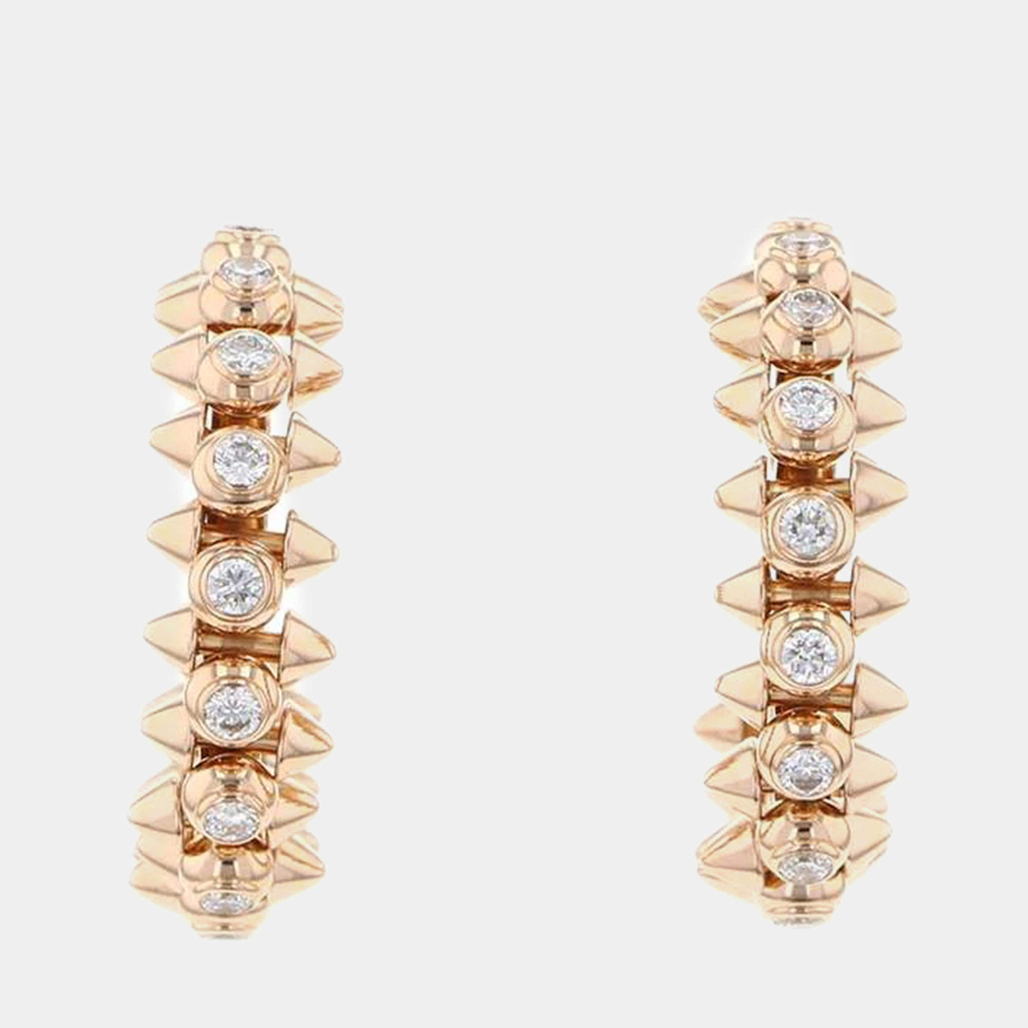 Cartier 18K Rose Gold and Diamond Clash de Cartier Hoop Earrings