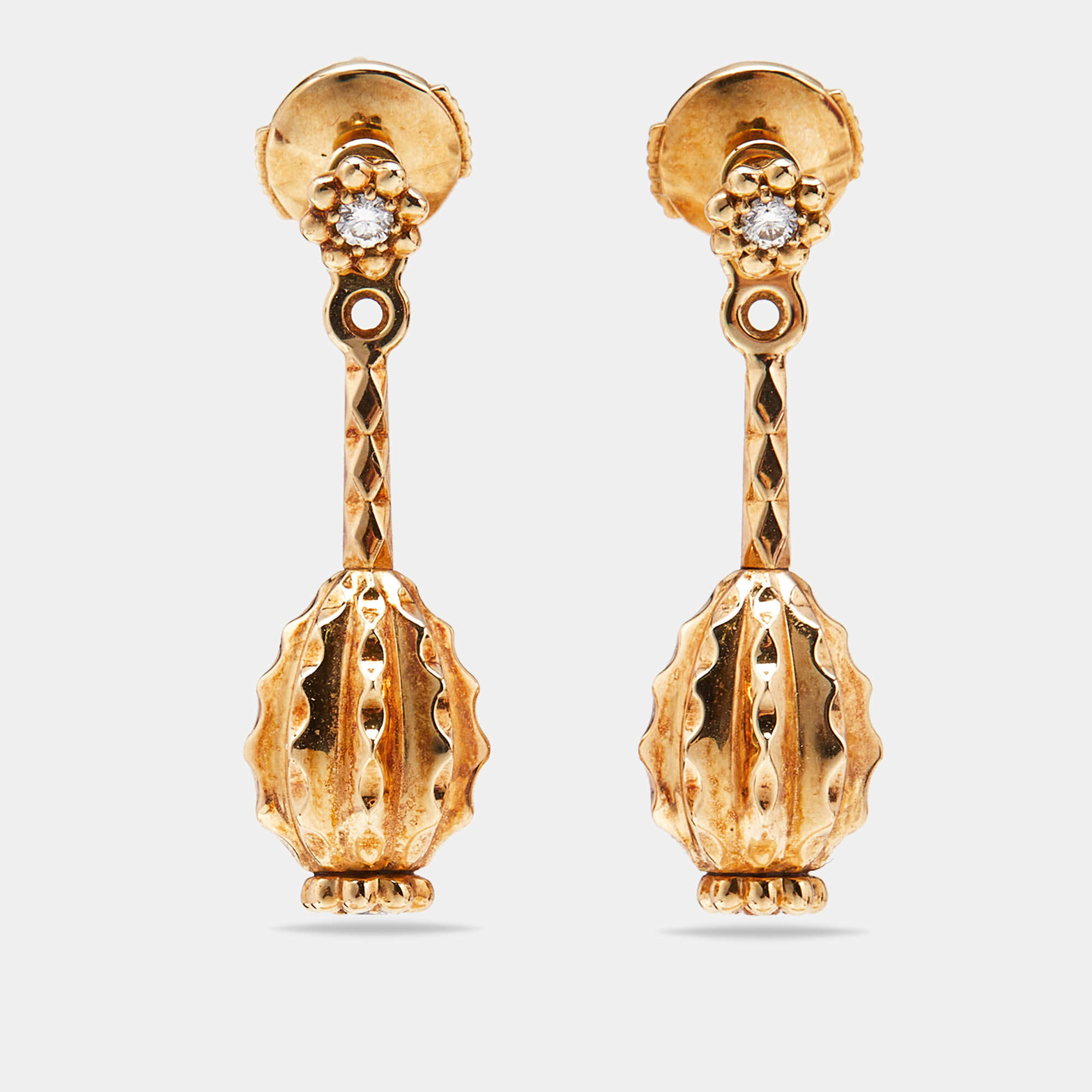 Cartier Cactus de Cartier Diamond 18K Yellow Gold Drop Earrings