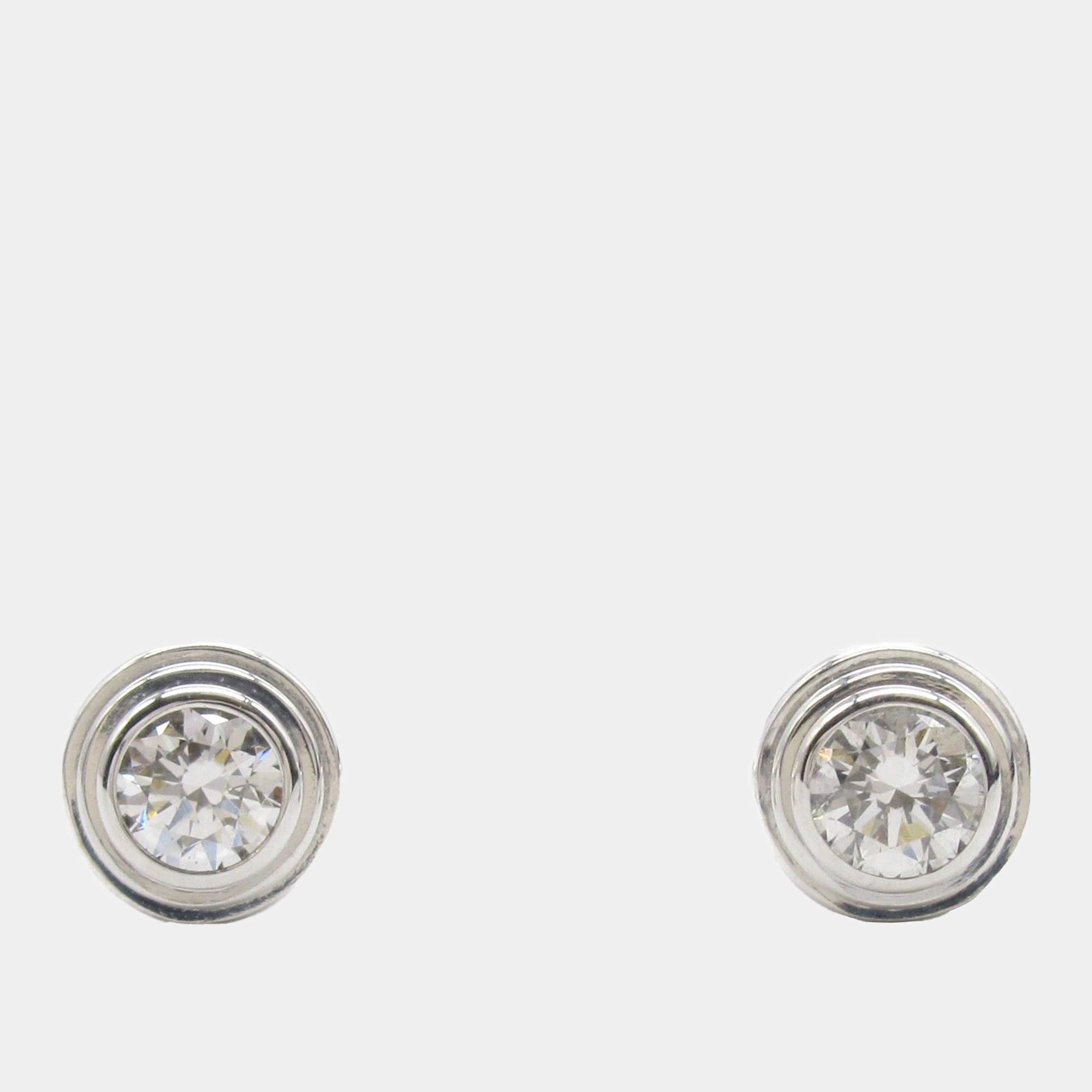 Cartier 18K White Gold Diamond D'Amour XS Pierced Earrings 