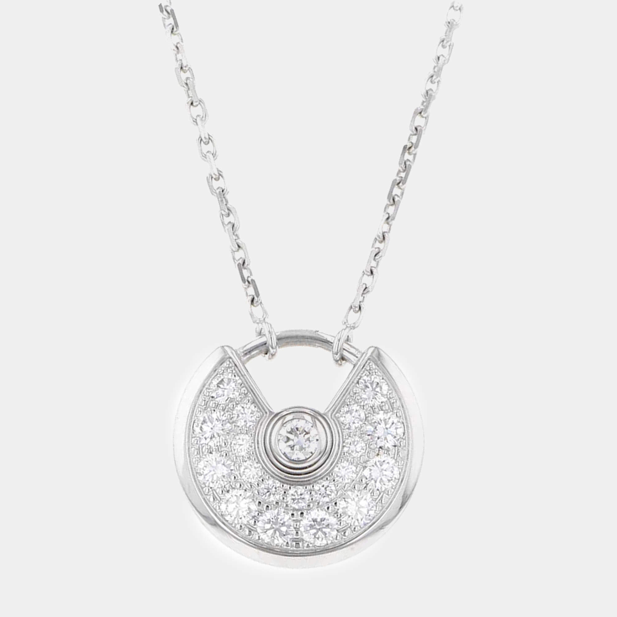 Cartier 18K White Gold and Diamond Amulette De Cartier Pendant Necklace