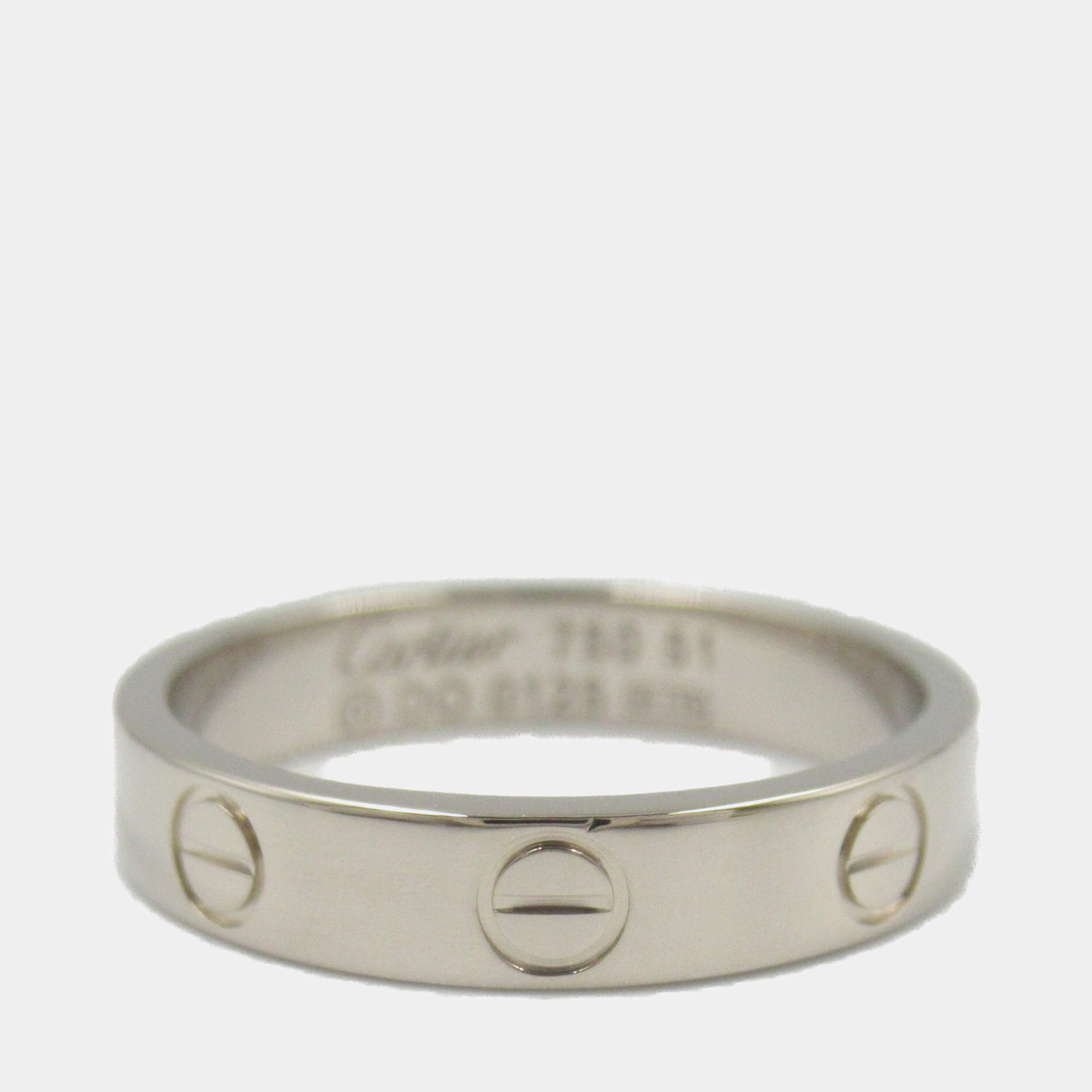 Pre Owned Cartier 18K White Gold Love Band Ring EU 51