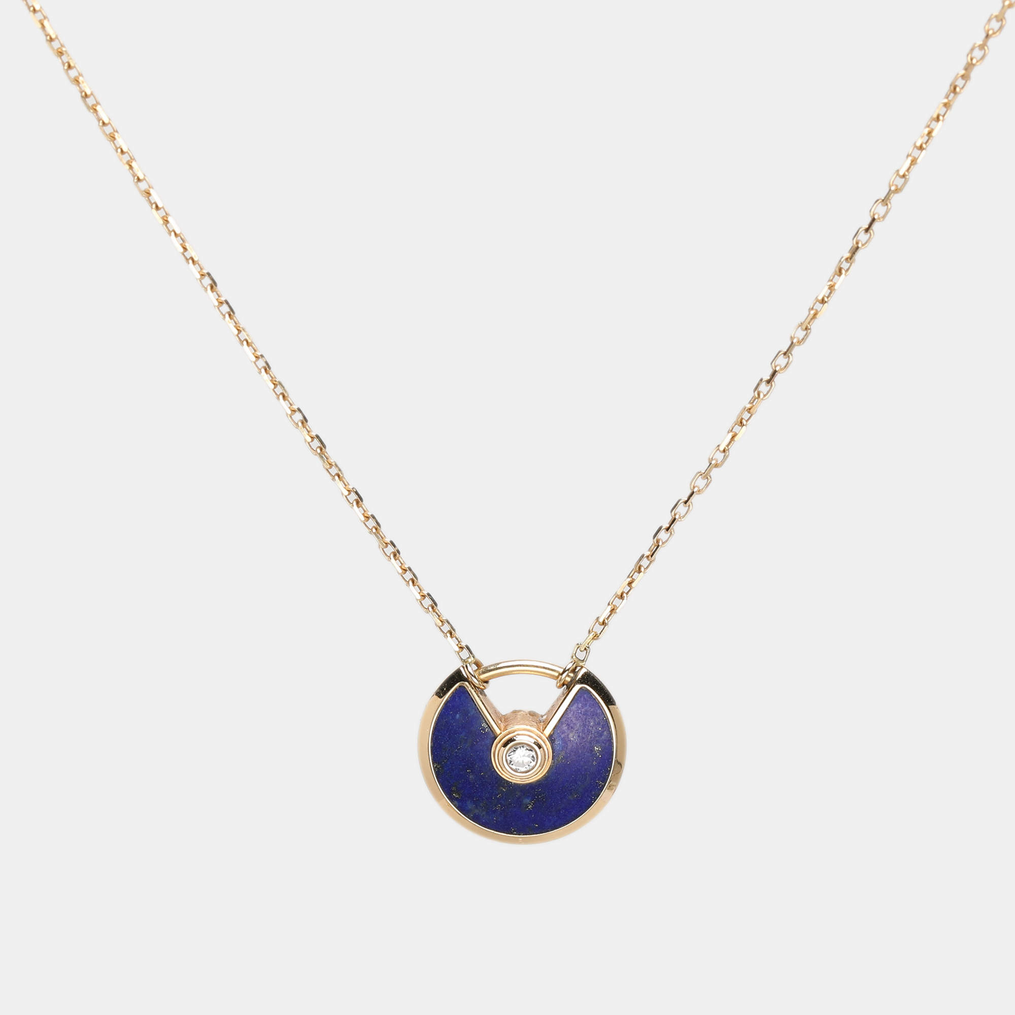 Cartier Amulette De Cartier Diamond Lapis Lazuli 18k Yellow Gold XS Model Pendant Necklace