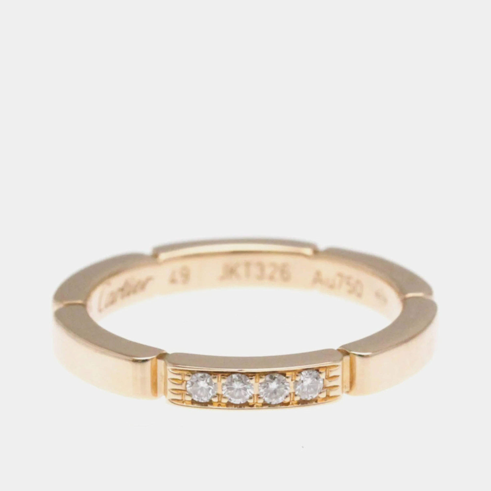 Pre Owned Cartier 18K Rose Gold Diamonds Maillon Panthere Wedding Band EU 49
