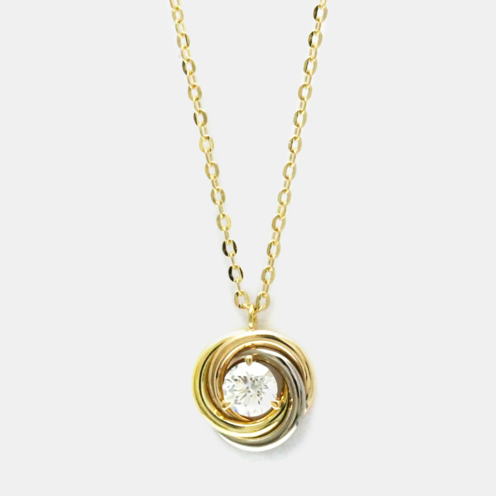 Pre Owned  Cartier  18K Pink White Yellow Gold Diamond Trinity De Cartier Pendant Necklace