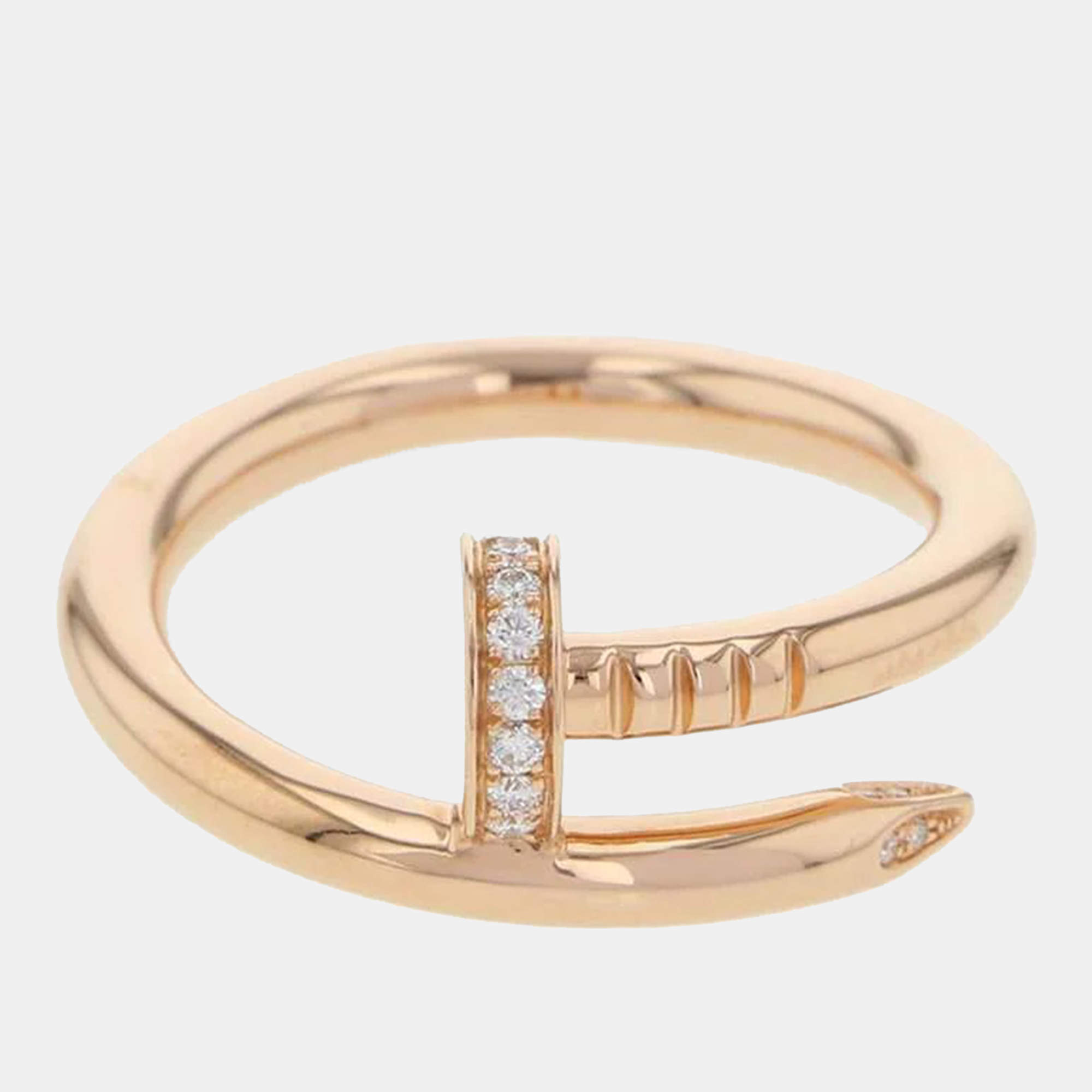Pre Owned Cartier 18K Pink Gold Diamond Juste un Clou Ring EU 57
