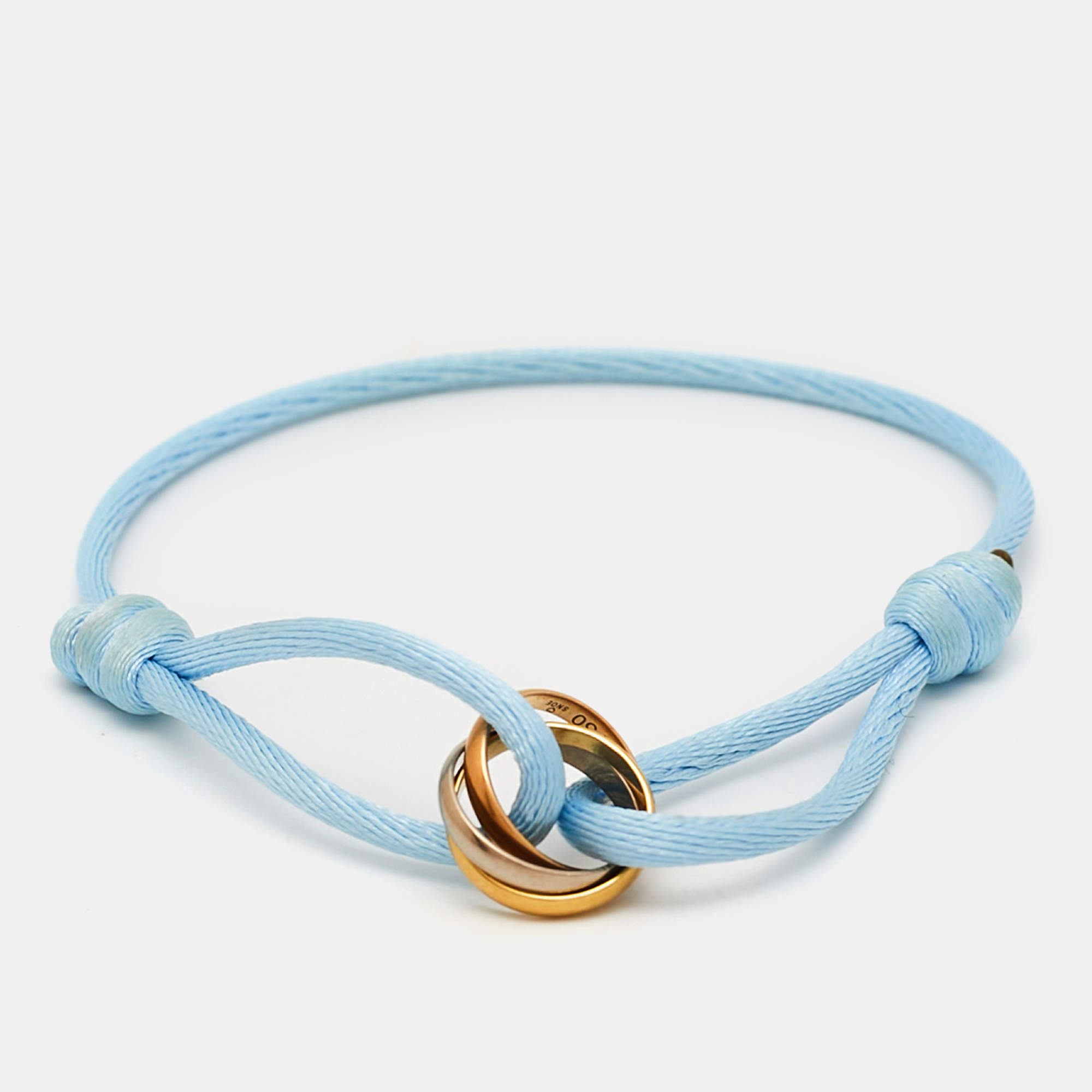 Pre Owned Cartier Trinity 18k Three Tone Gold Adjustable Cord Bracelet