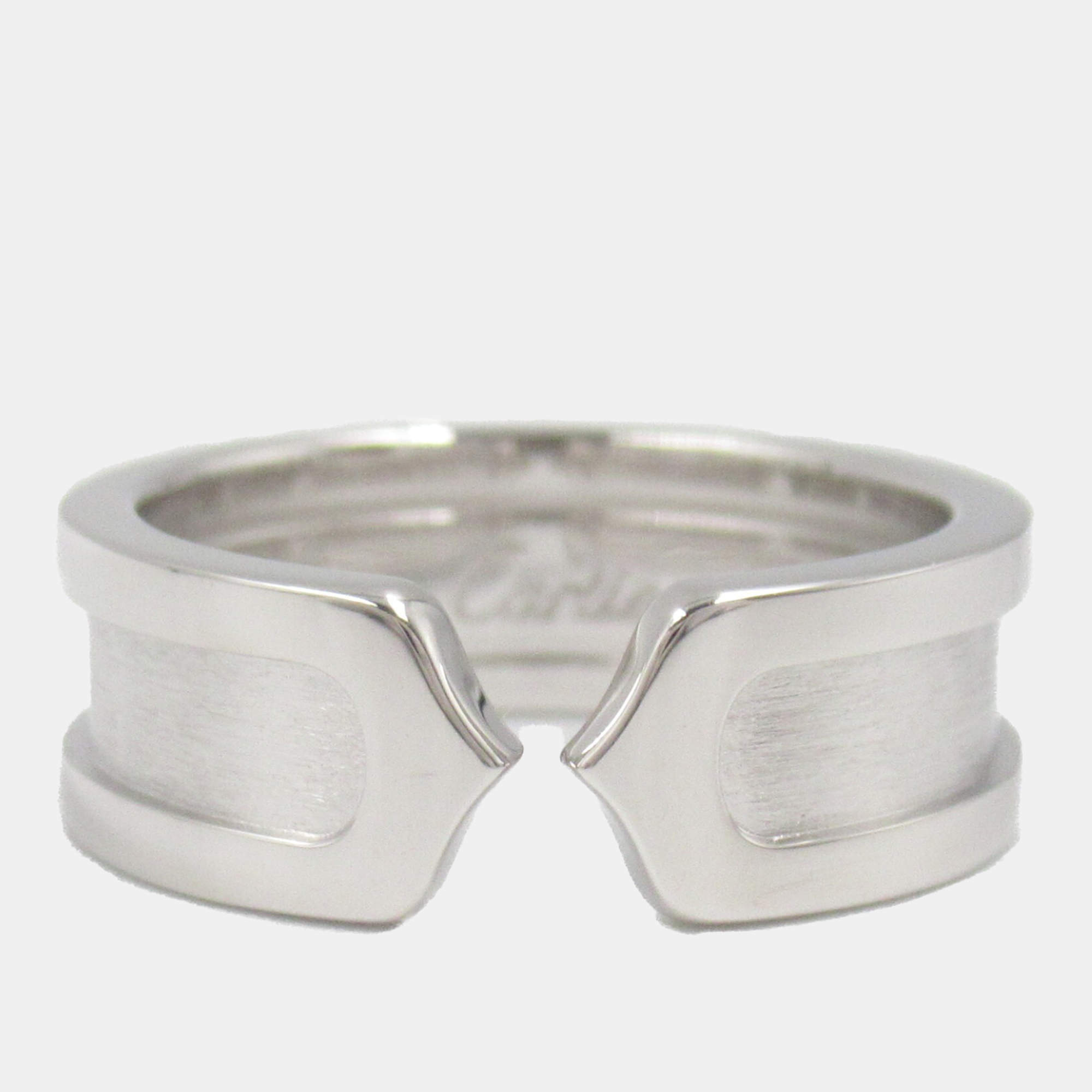 Cartier 18K White Gold Double C Ring EU 50