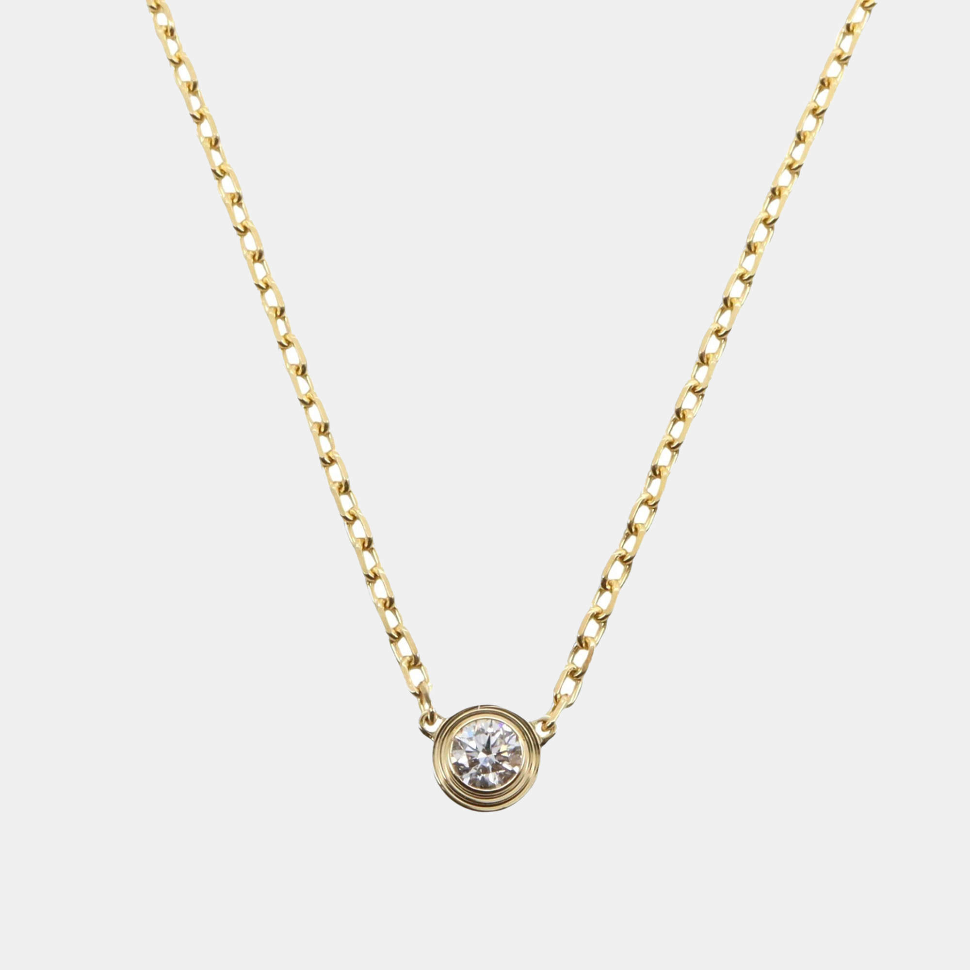Cartier 18K Yellow Gold D'Amour Diamond Necklace Pendant 
