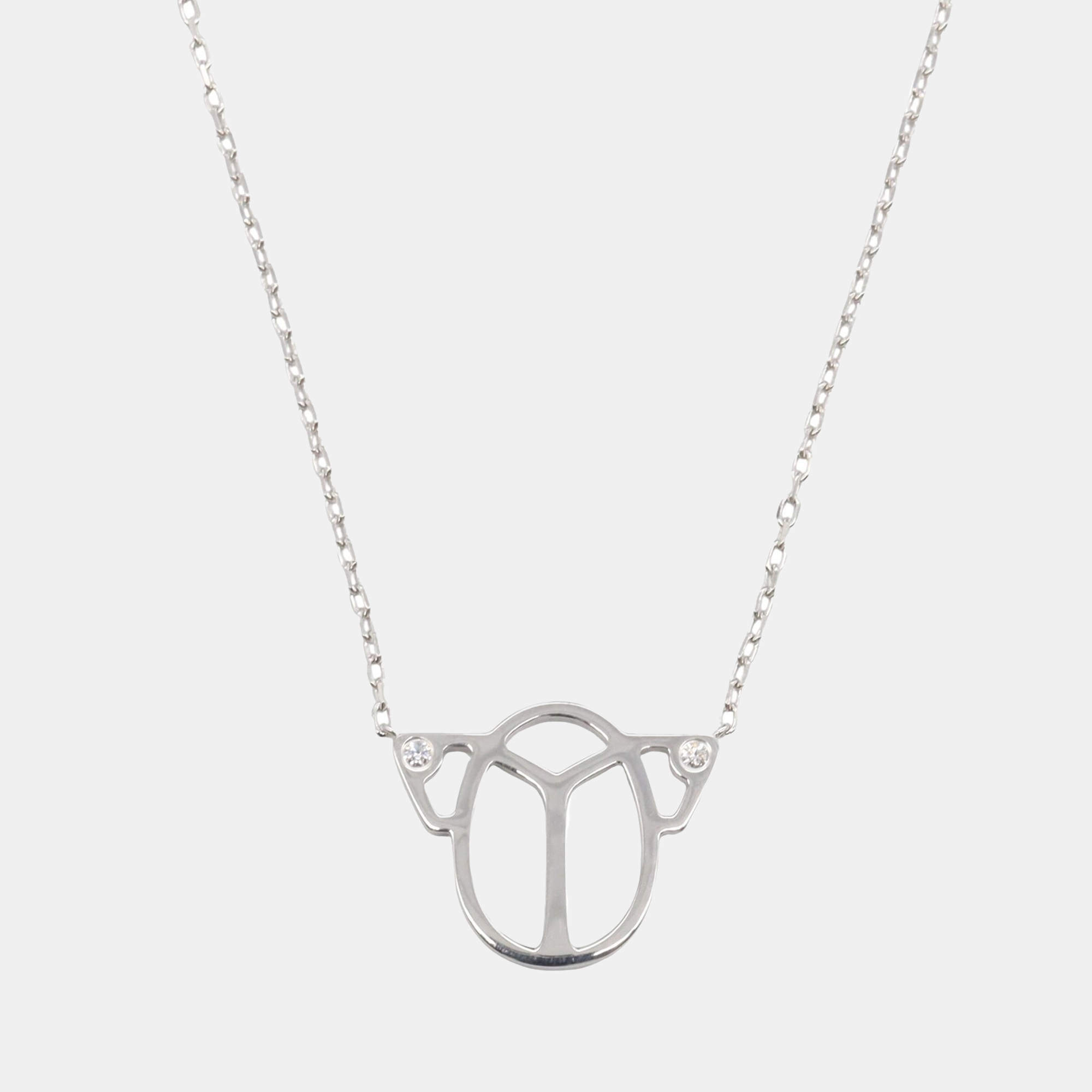 Cartier 18K White Gold Scarab Diamond Necklace