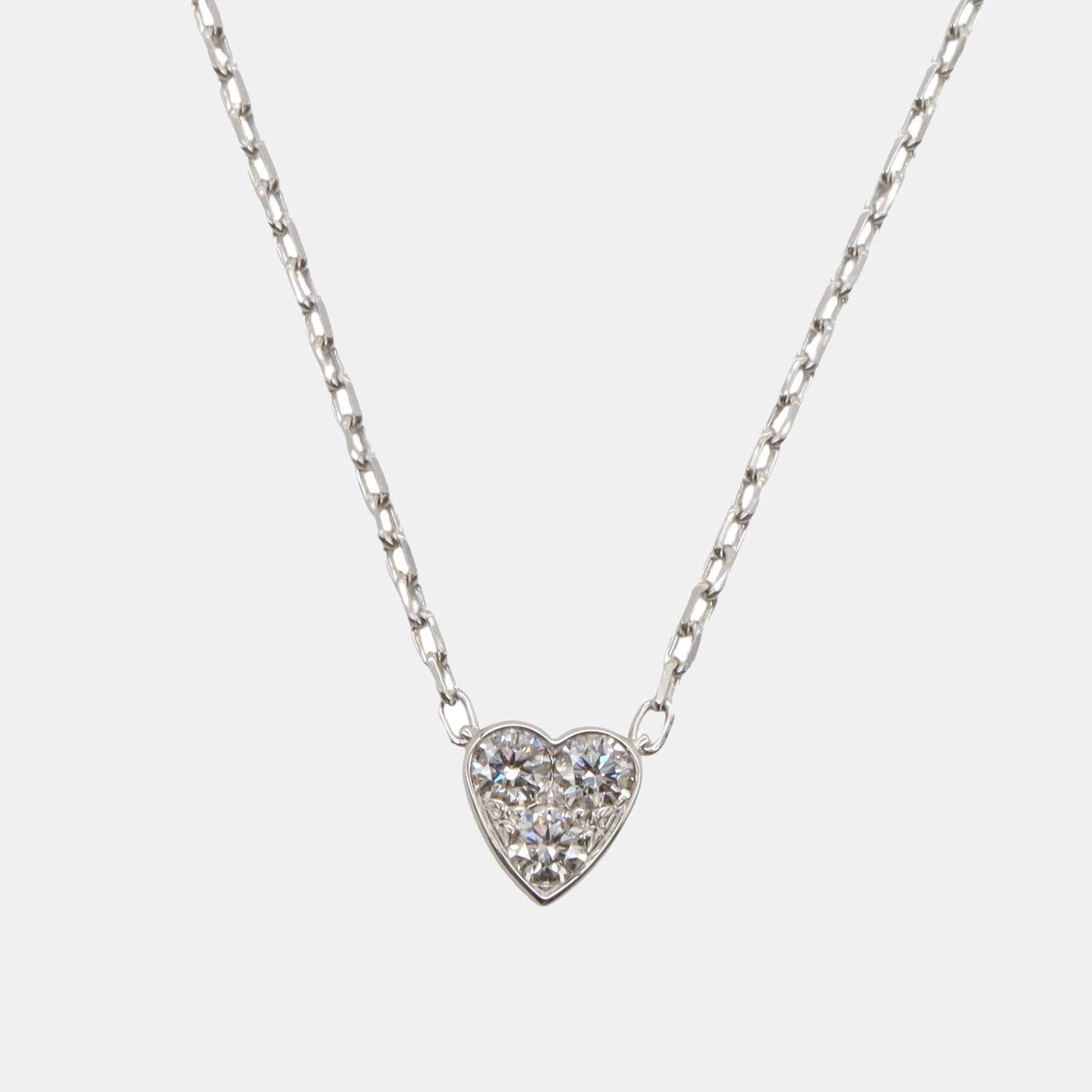 Cartier 18K White Gold Mini Heart of Cartier Diamond Necklace
