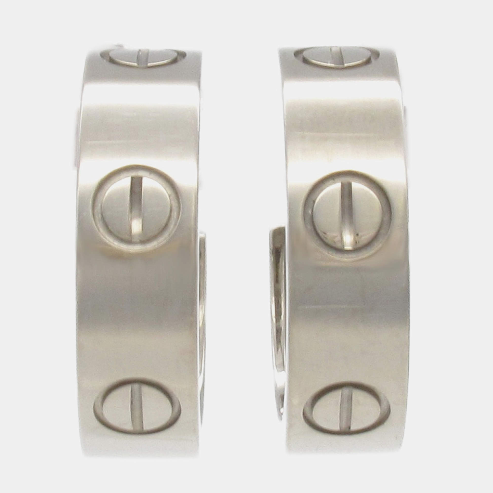 Cartier 18K White Gold Classic Love Hoop Earrings
