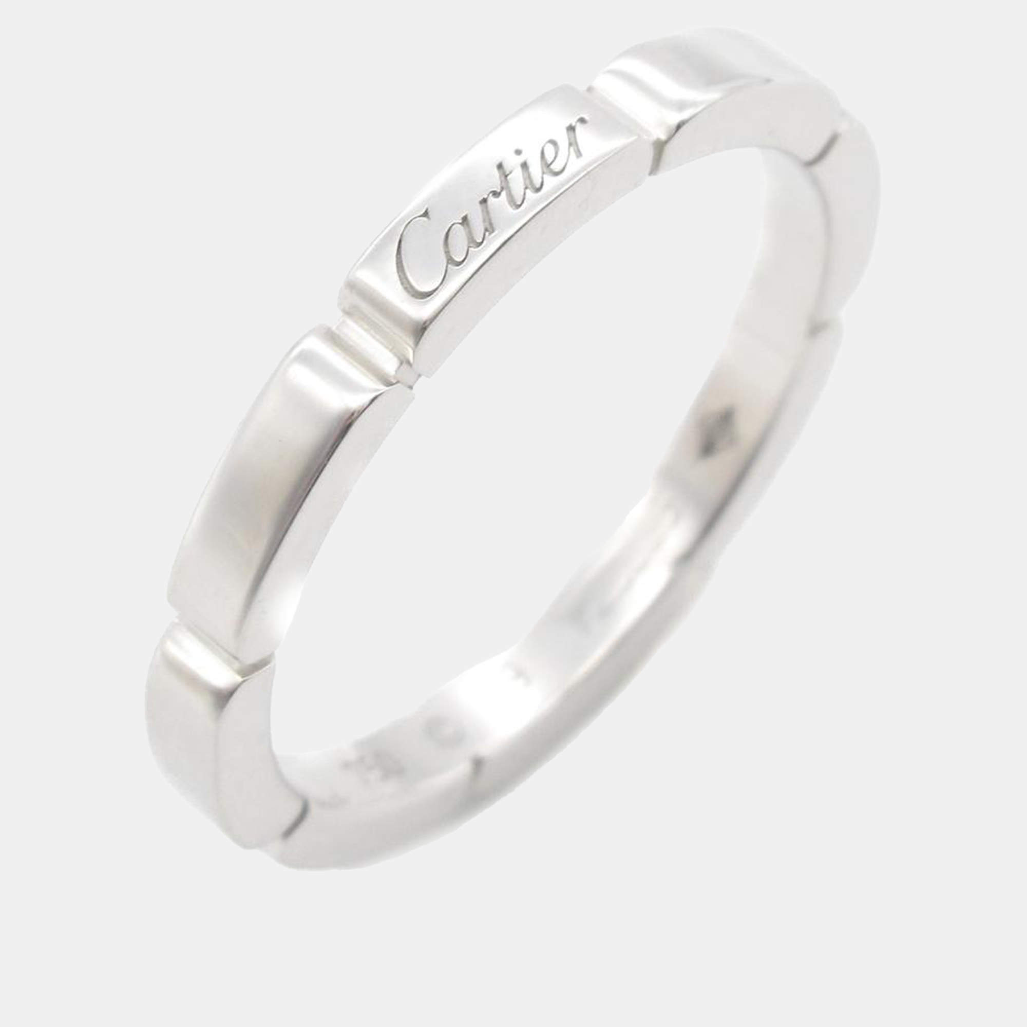 Cartier 18K White Gold Mallion Panthere Ring EU 59