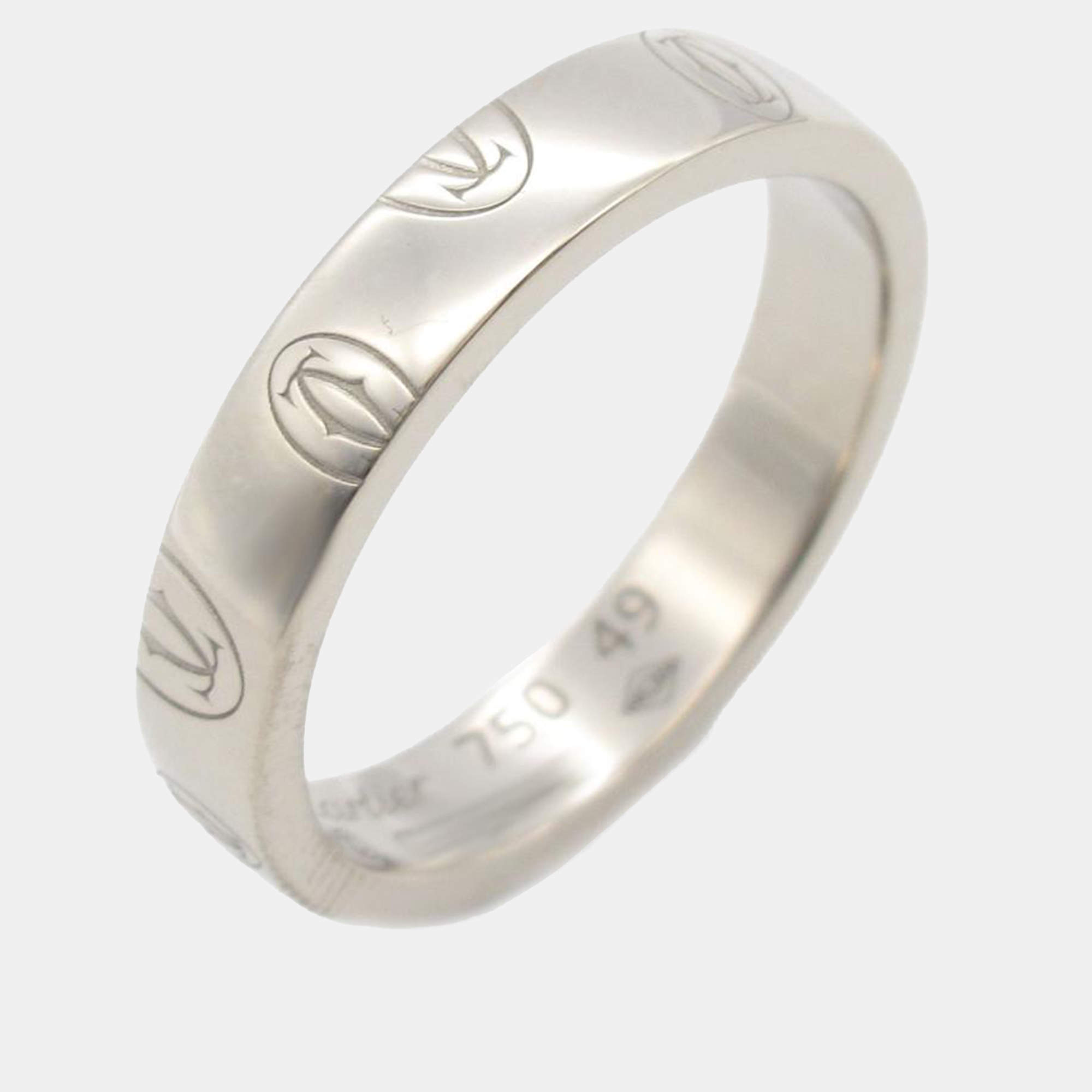 Pre Owned Cartier 18K White Gold Happy Birthday Ring EU 49