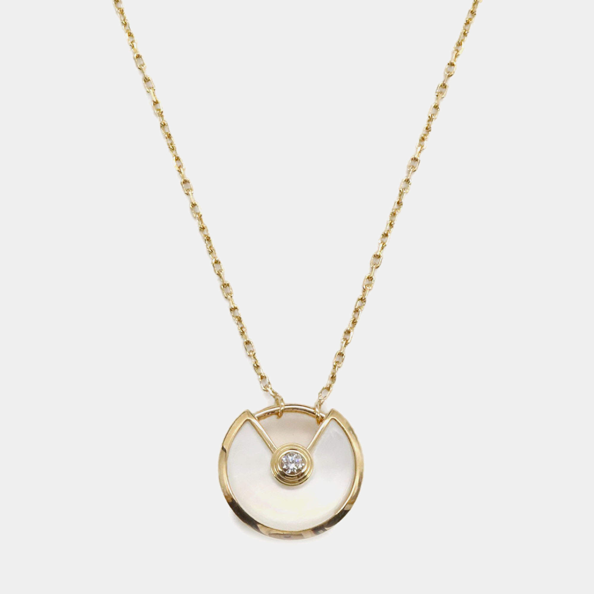 Cartier 18K Yellow Gold & Mother of Pearl Diamond Mother of Pearl Amulette de Necklace