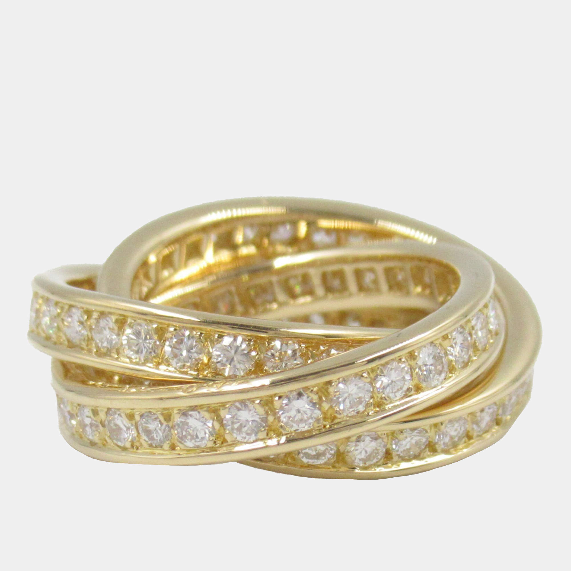 Pre Owned Cartier 18K Yellow Gold Vintage Diamond Trinity Ring EU 45