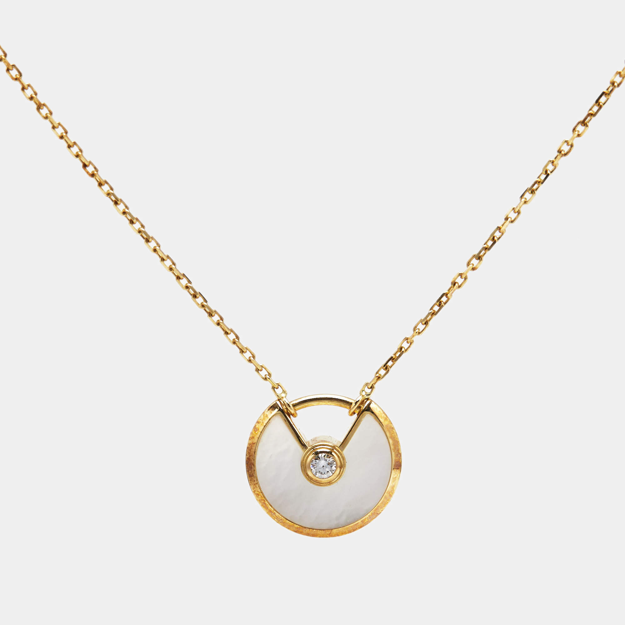 Cartier Amulette De Cartier Mother of Pearl Diamond 18k Yellow Gold XS Model Necklace
